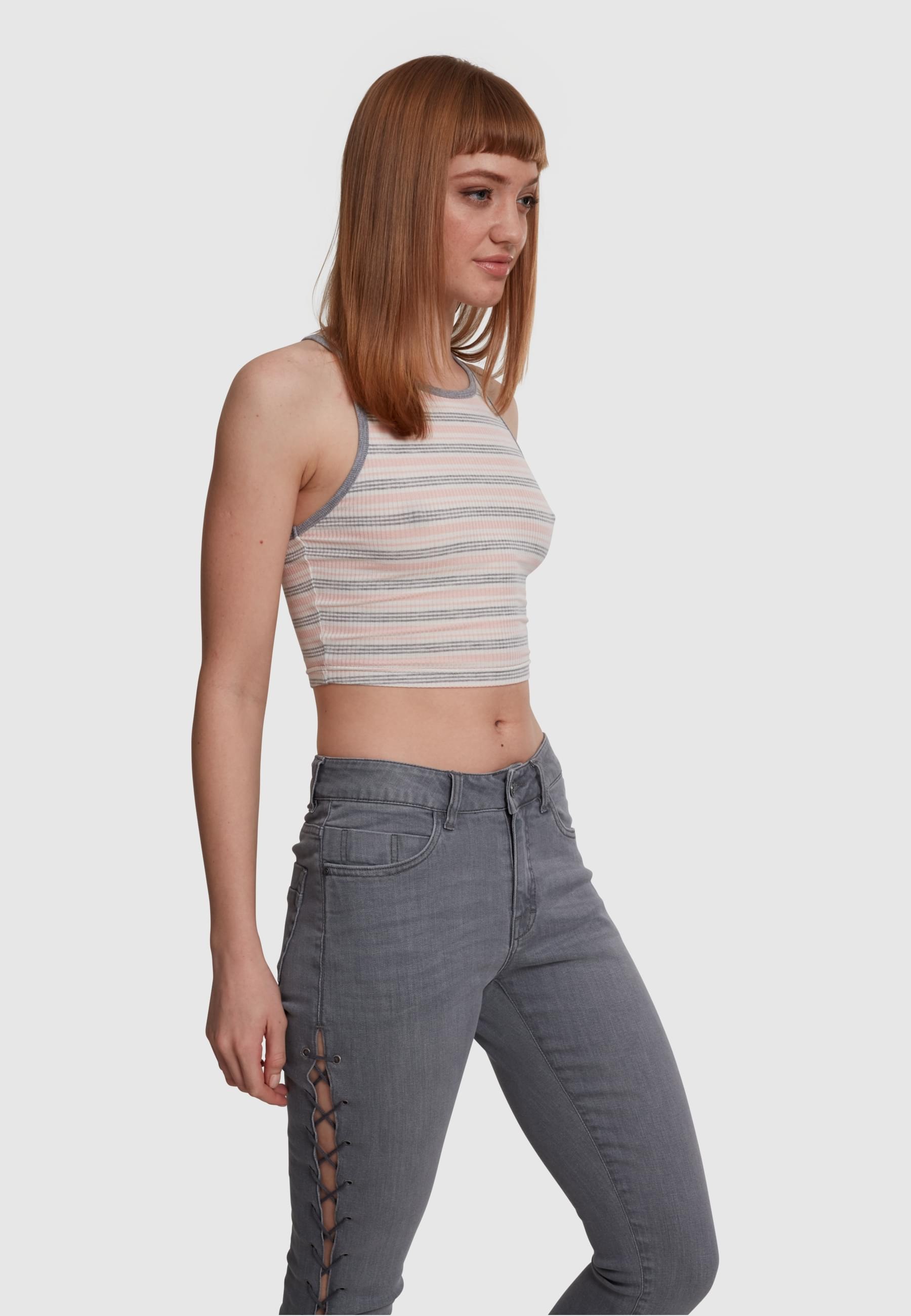URBAN CLASSICS Muskelshirt »Urban Classics Damen Ladies Rib Stripe Cropped Top«, (1 tlg.)