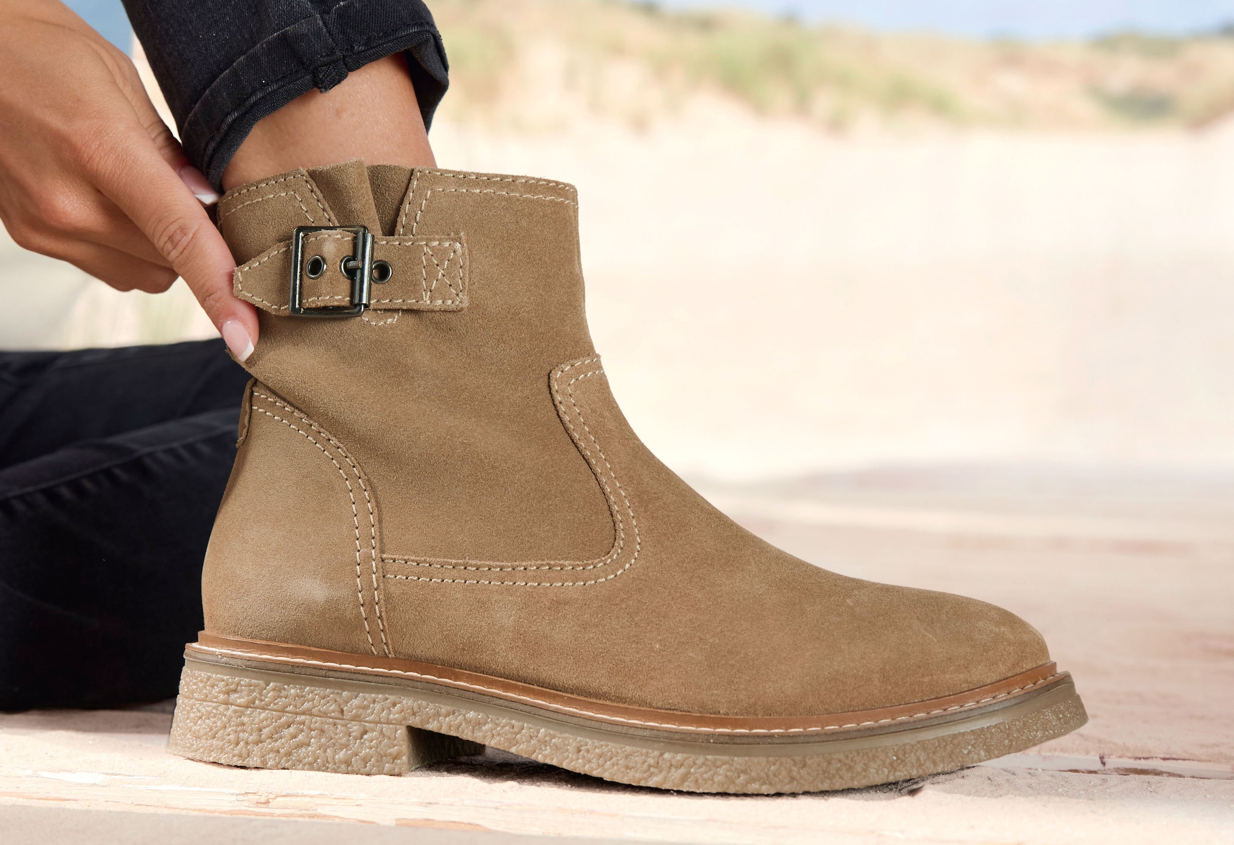 Elbsand Chelseaboots, Gefütterte Stiefelette, Schlupfstiefel aus Leder