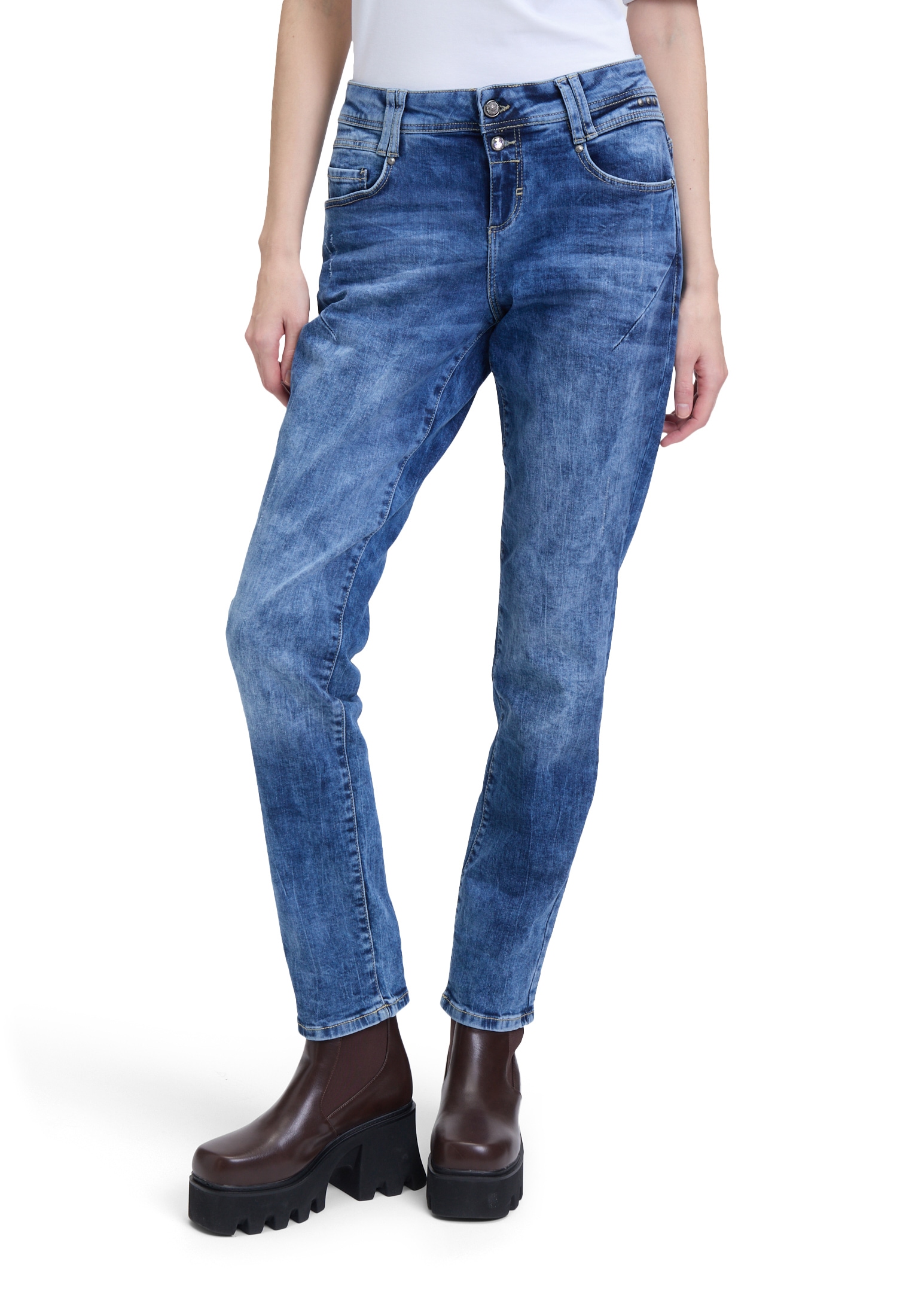 Cartoon Boyfriend-Jeans "Cartoon Damen Boyfriend-Hose mit Nieten" günstig online kaufen