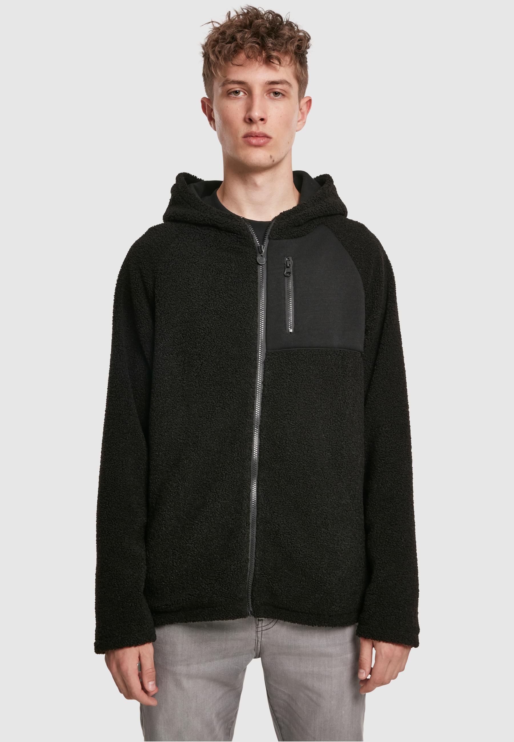 URBAN CLASSICS Allwetterjacke »Urban Classics Herren Hooded Sherpa Zip Jacket«, (1 St.), mit Kapuze
