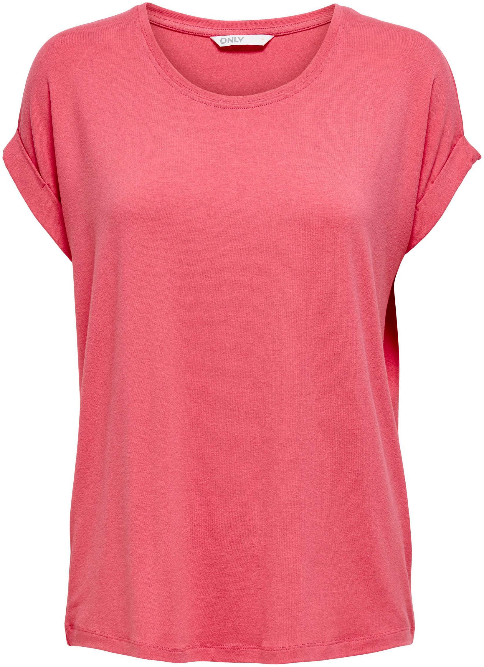 ONLY T-Shirt »ONLMOSTER – Kurzarmshirt mit Aufschlag und klassischem Look«, unifarben, casual, regular fit, Viskosemischung, Rundhals