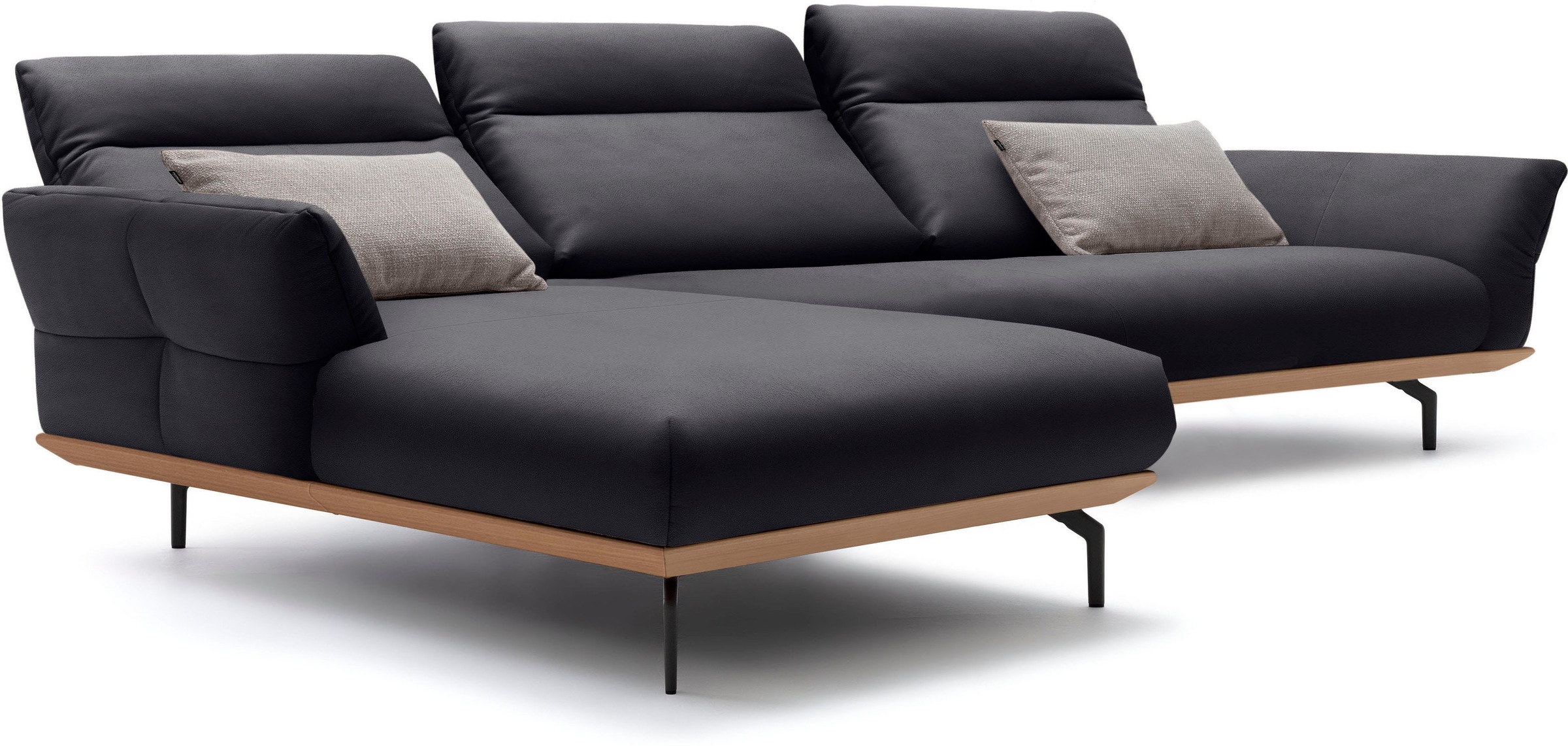 Creation BY ROLF BENZ Ecksofa »CR.460«, Sockel in Eiche, Winkelfüße in Umbragrau, Breite 338 cm