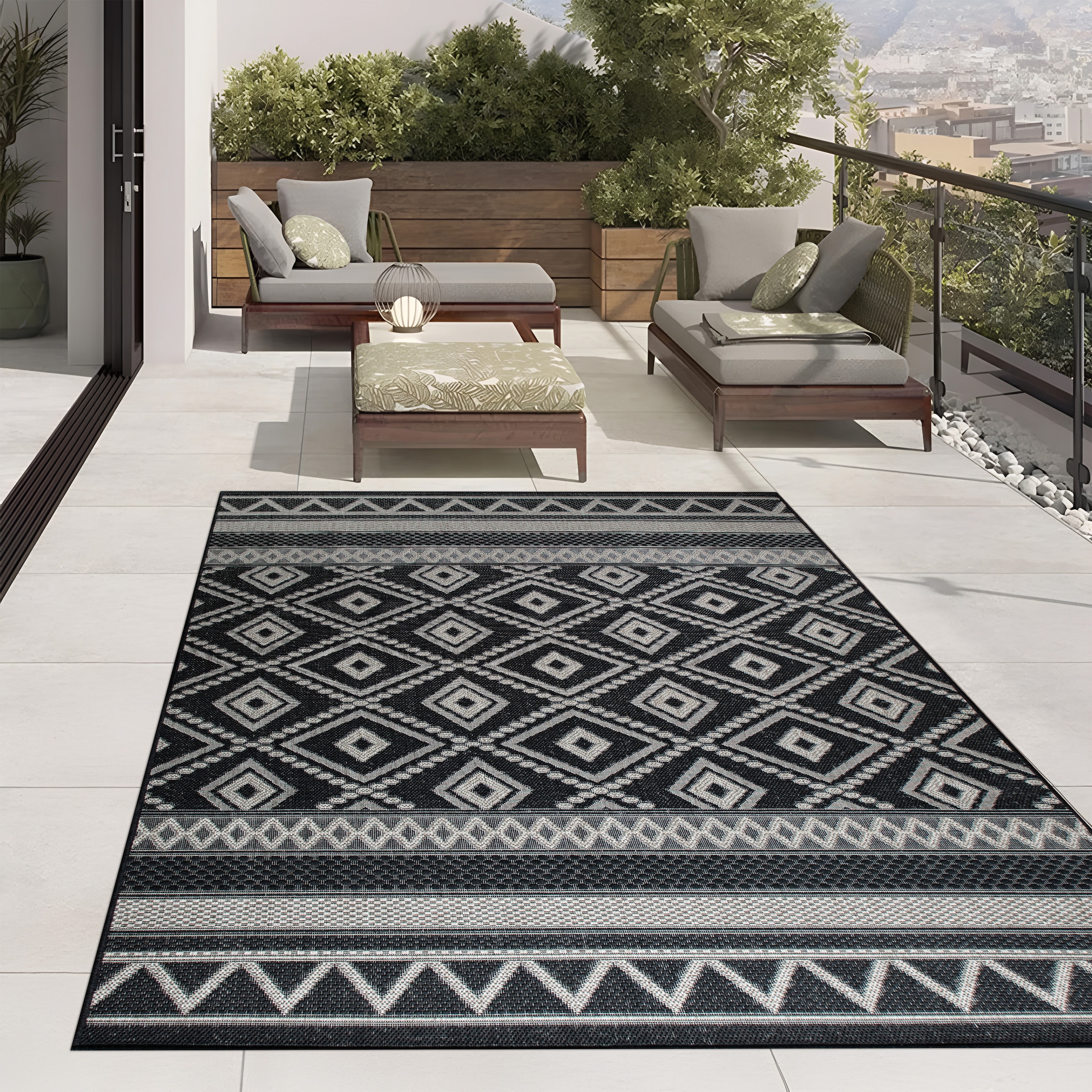 my home Teppich »Toronto auch als Läufer erhältlich«, rechteckig, 3 mm Höhe, In- und Outdoor geeignet, Sisal-Optik, Wetterfest & UV-beständig, Boho