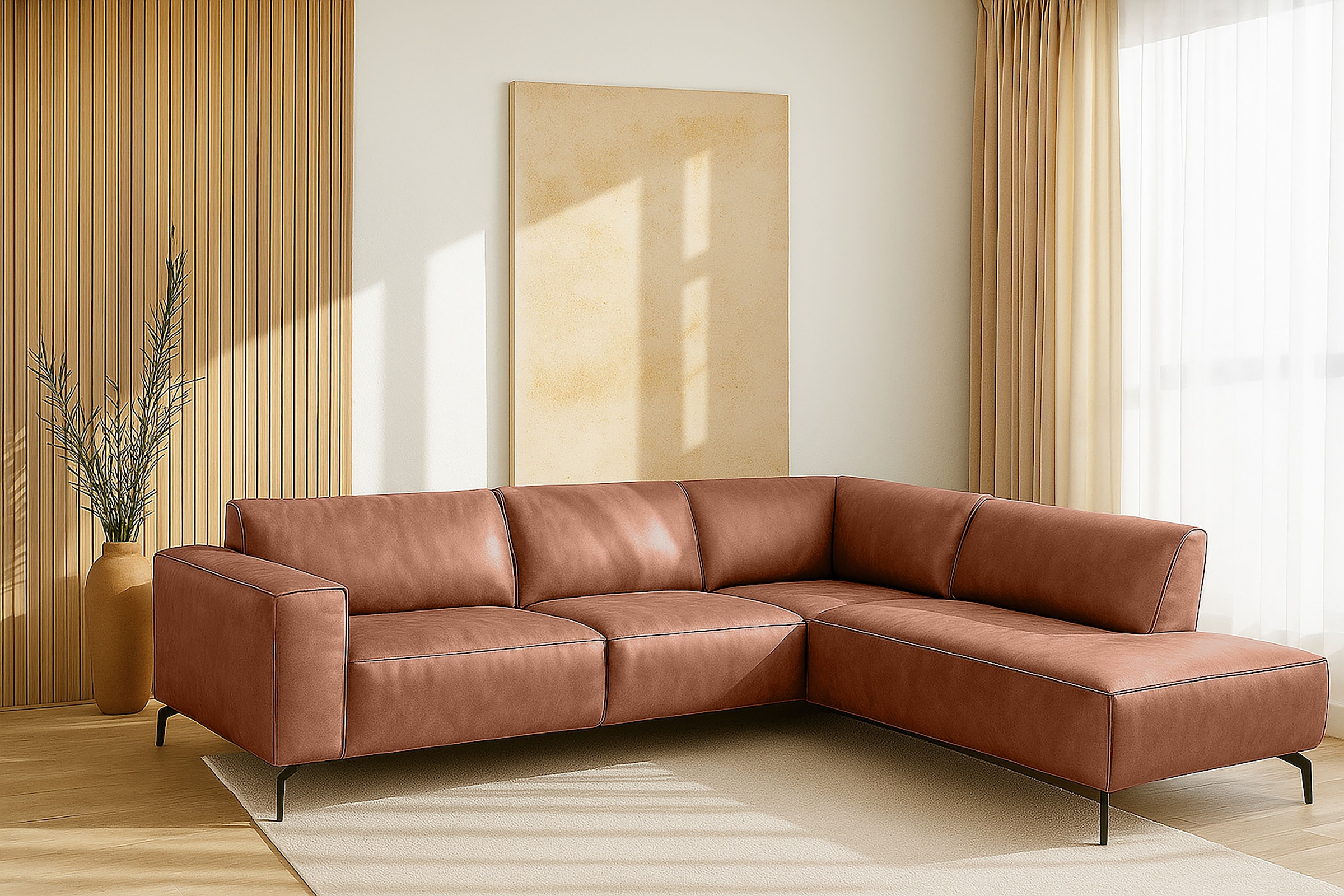 Places of Style Ecksofa Lorcan, in Lederoptik oder Strukturstoff lieferbar günstig online kaufen