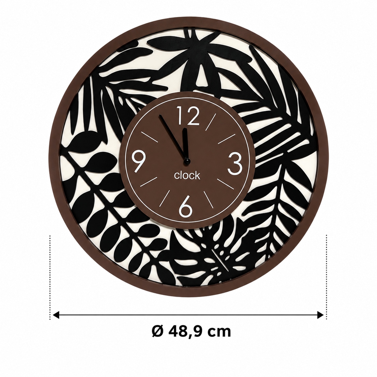OTTO home Uhr »dekoratives Blattmotiv, aus MDF gefertigt« runde, große Wanduhr mit Quarzuhrwerk, ca.49cm