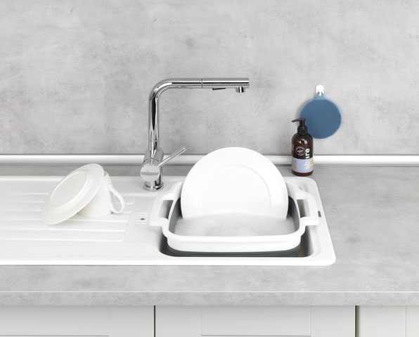 WENKO Waschschüssel »Modell Sira«, faltbare Spülschüssel mit Henkeln, ideal für Zuhause und Camping, 8 L