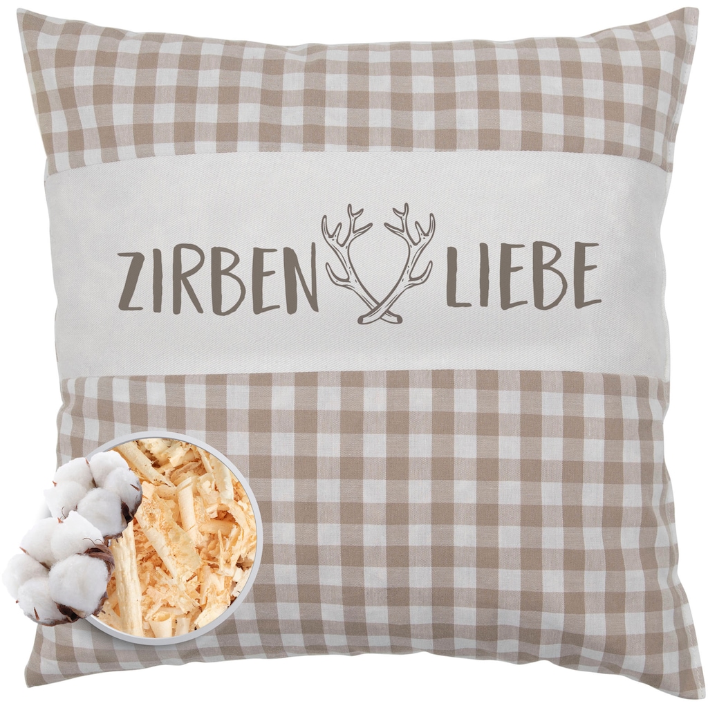 herbalind Duftkissen »als Geschenk 30x30 in braun Dekokissen Zirbenliebe mit Reißverschluss«, (1 St.)