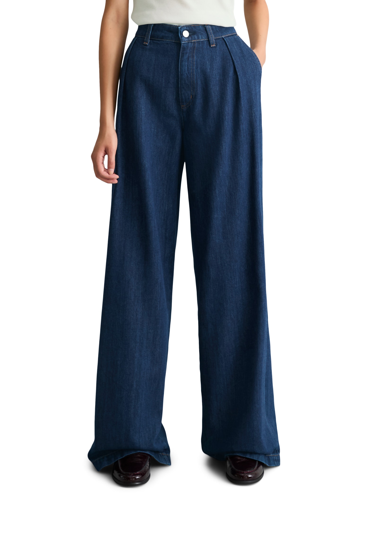 Marc OPolo DENIM Weite Jeans Bundfalten-Jeans wide made with Orange Fiber
