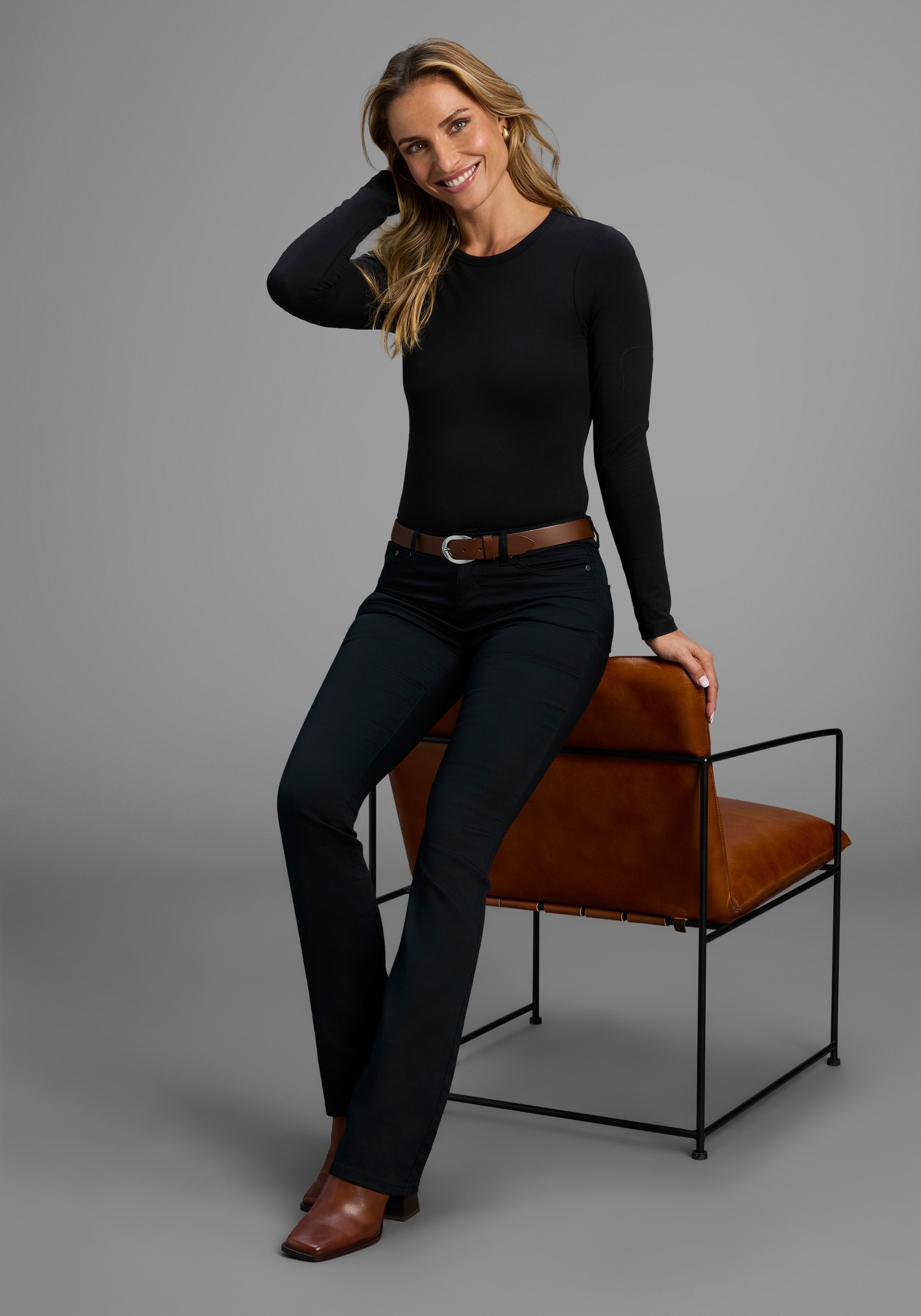 Arizona Bootcut-Jeans »Shaping«, elastische Passform, Bootcut-Beinform, Used-Waschung, hohe Taille