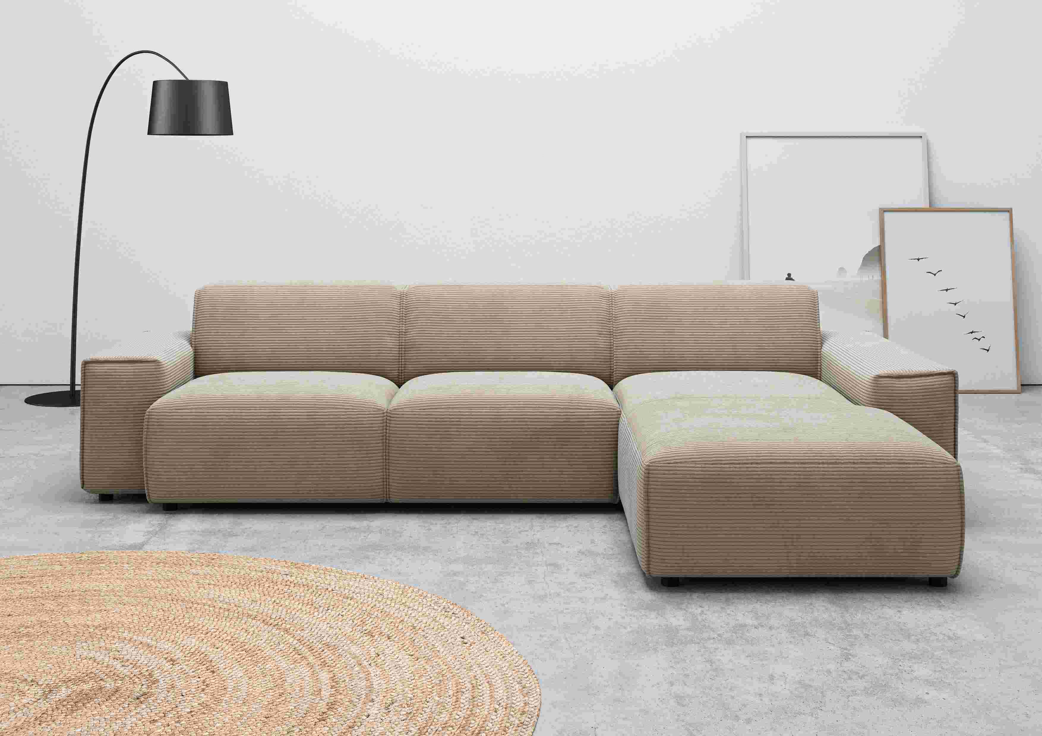 Home affaire Ecksofa "Glimminge auch in Breitcord, Feincord, Bouclé + Easy care-Bezug" L-Form, Breite 294, Zierkissen