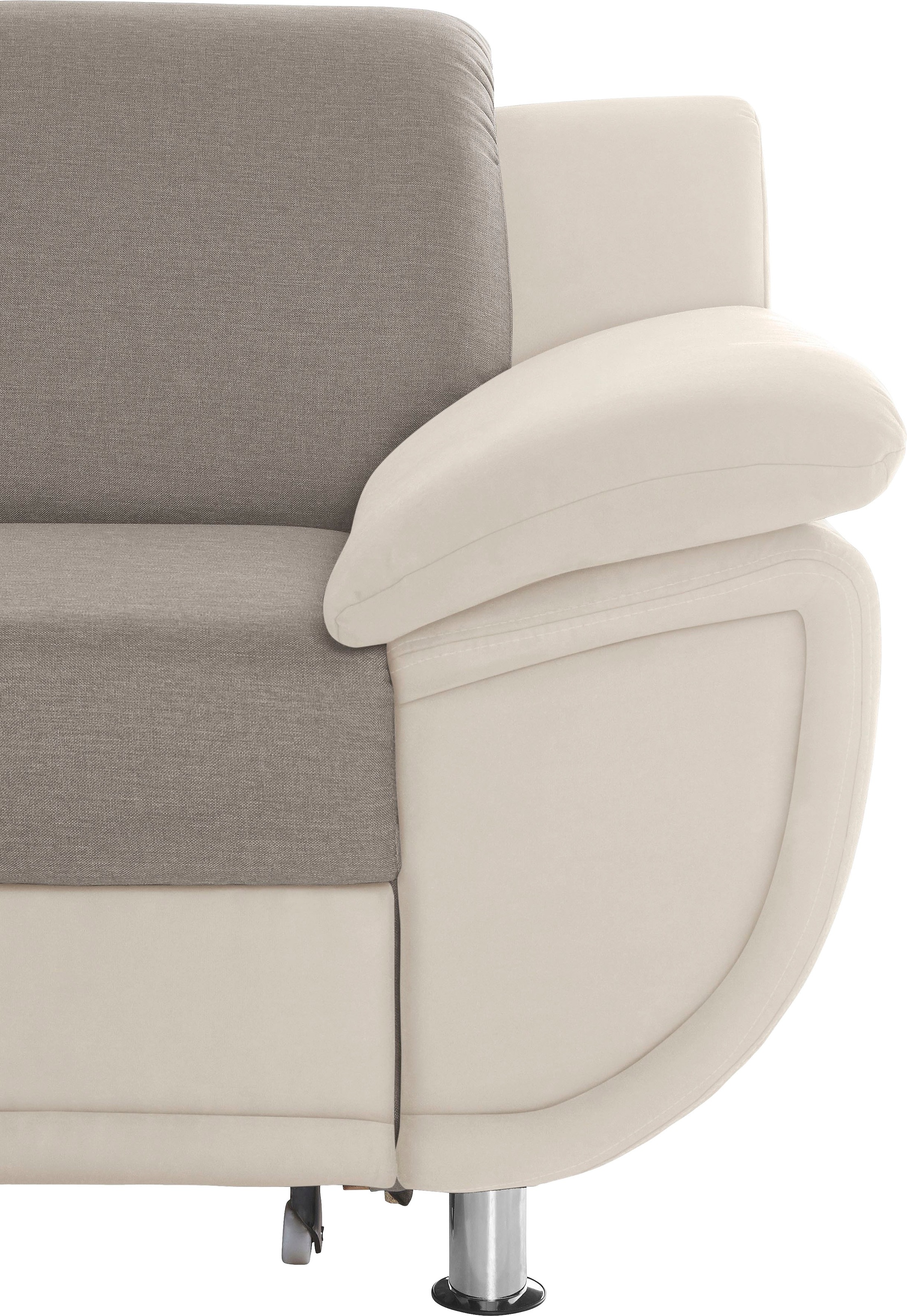 TRENDMANUFAKTUR Ecksofa »Rondo 3, zeitlos und bequem, Materialmix, breite Armlehnen, L-Form«, wahlweise mit Federkern für mehr Komfort, wahlweise mit Bettfunktion