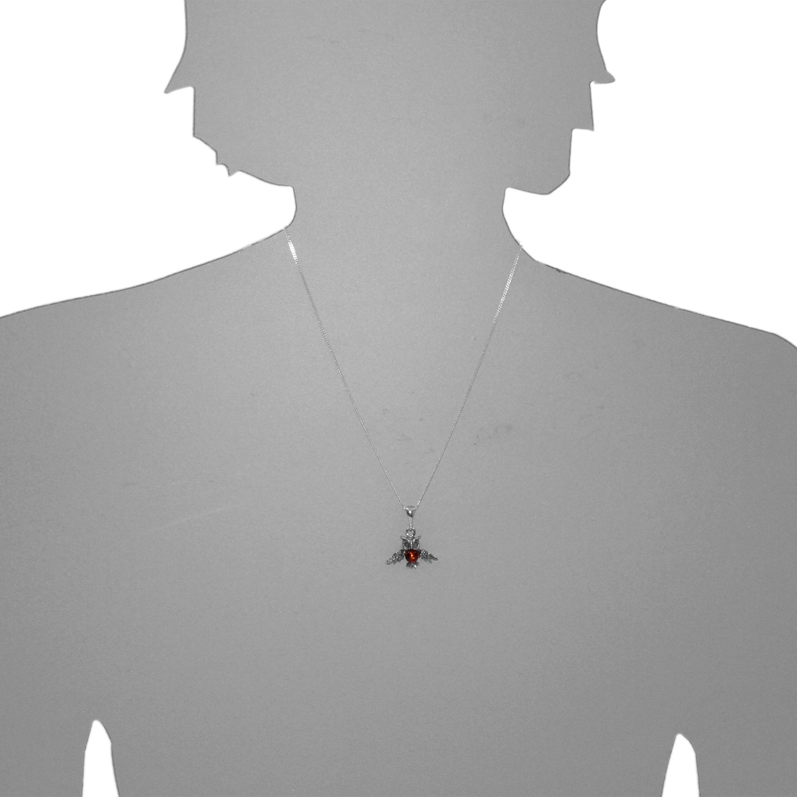Ostsee-Schmuck Eule Pendant Silver 925 Amber 28mm 2
