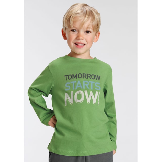 KIDSWORLD Shirt & Hose »TOMORROW STARTS NOW«, (Set, 2 tlg., LA-Shirt &  Jogginghose), Spruch | BAUR