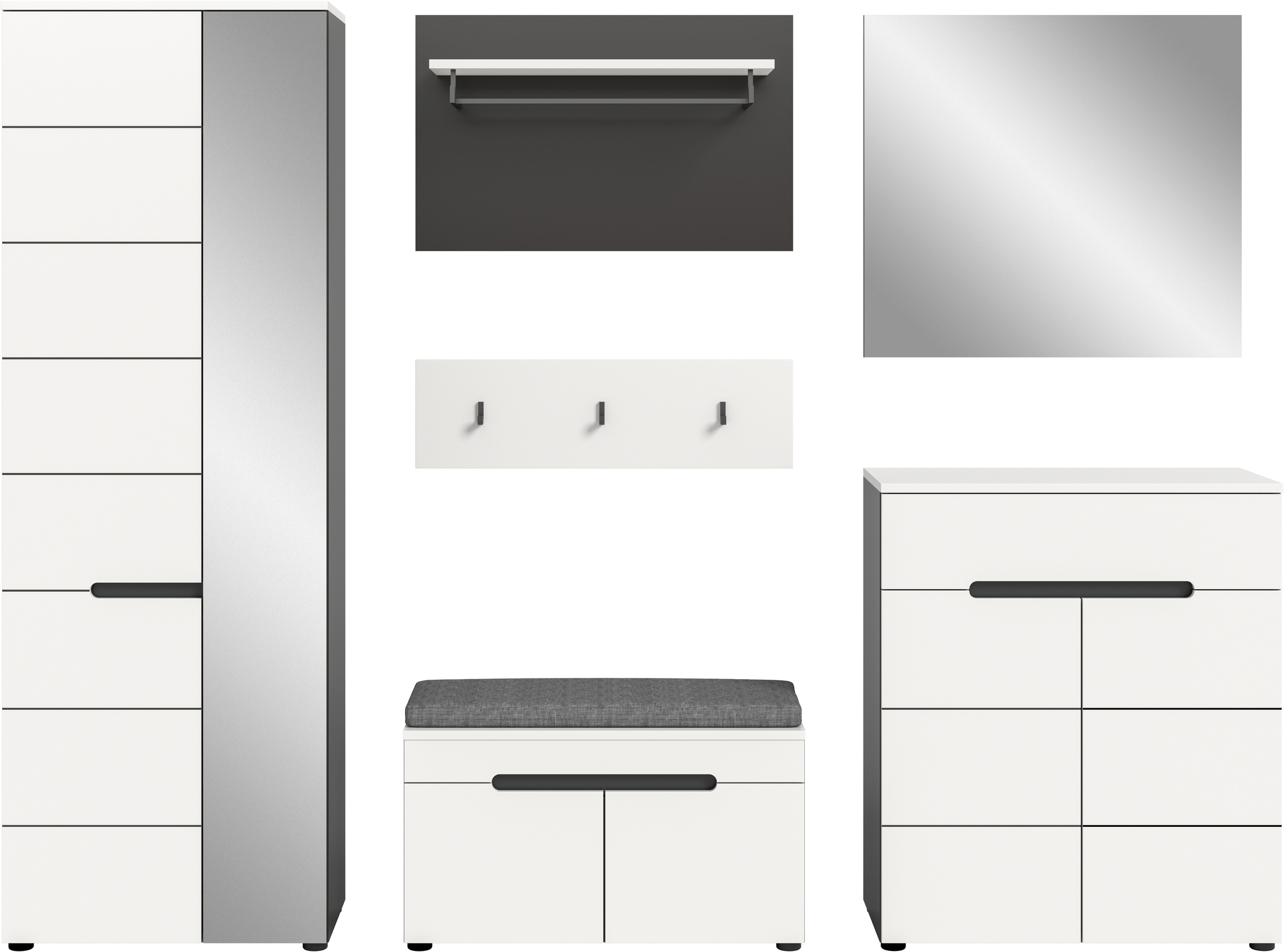 Thumbnail - INOSIGN Garderoben-Set "REHAT, TOPSELLER, 6-teilig, Breite 255 cm, individuell erweiterbar" Set, Schrank, Sitzbank, Sitz...