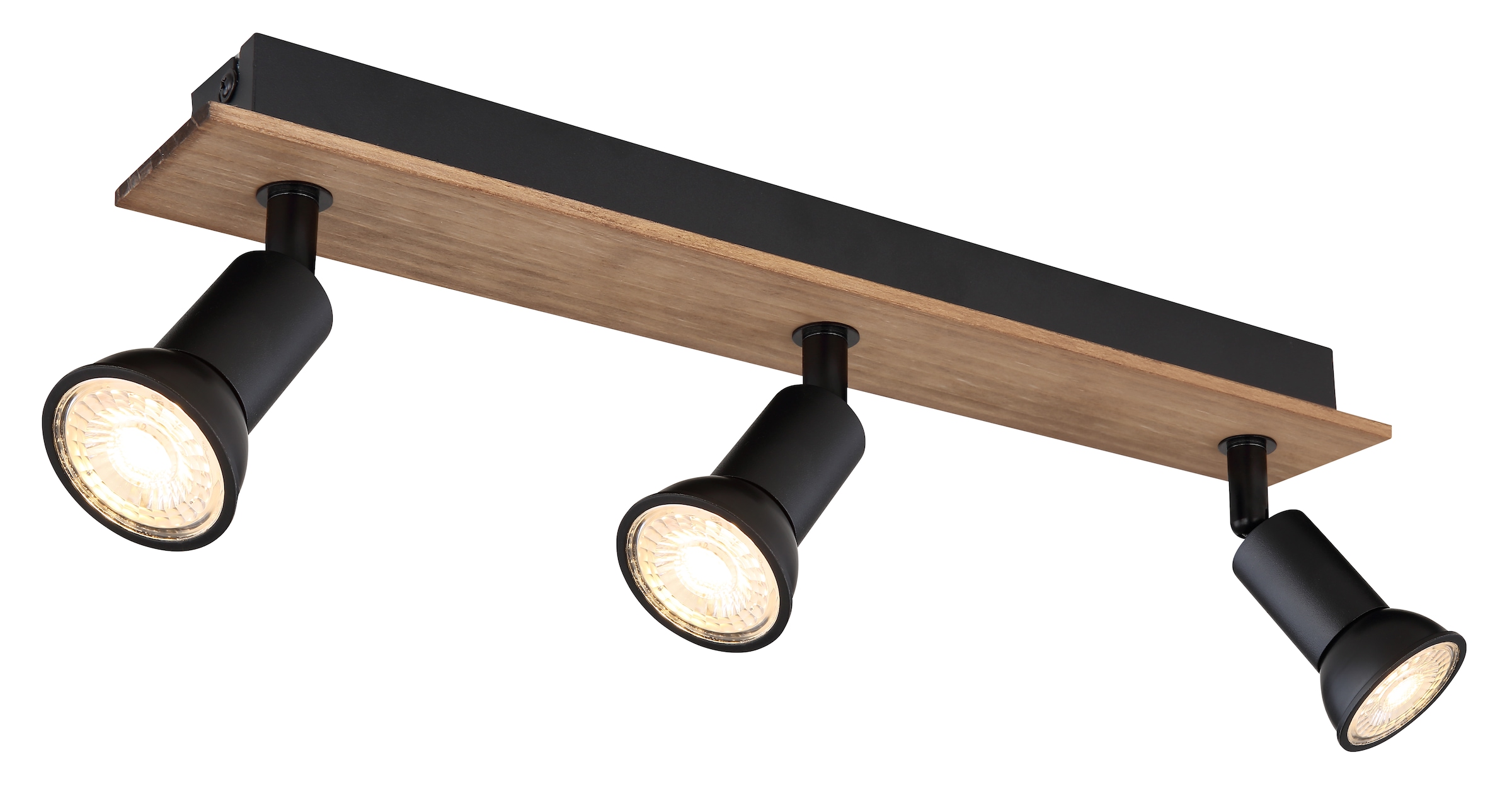 GLOBO LIGHTING Deckenstrahler »DREW«, Leuchtmittel GU10 | ohne Leuchtmittel, Deckenspot/Holz/schwarz/LxBxH: 400x60x90mm