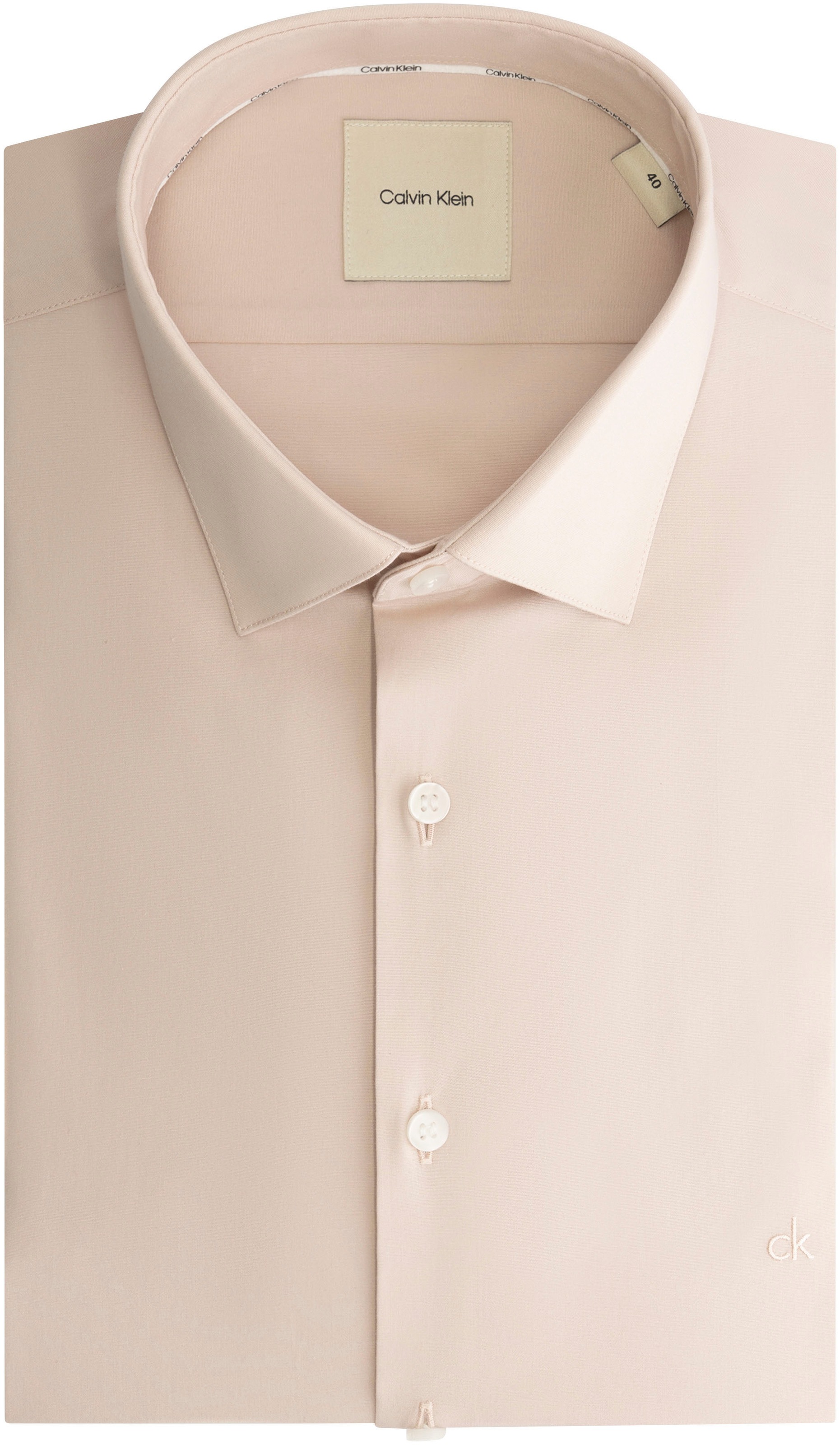 Calvin Klein Businesshemd "POPLIN STRETCH SLIM SHIRT", mit Kentkragen, Logoprint auf Brusthöhe