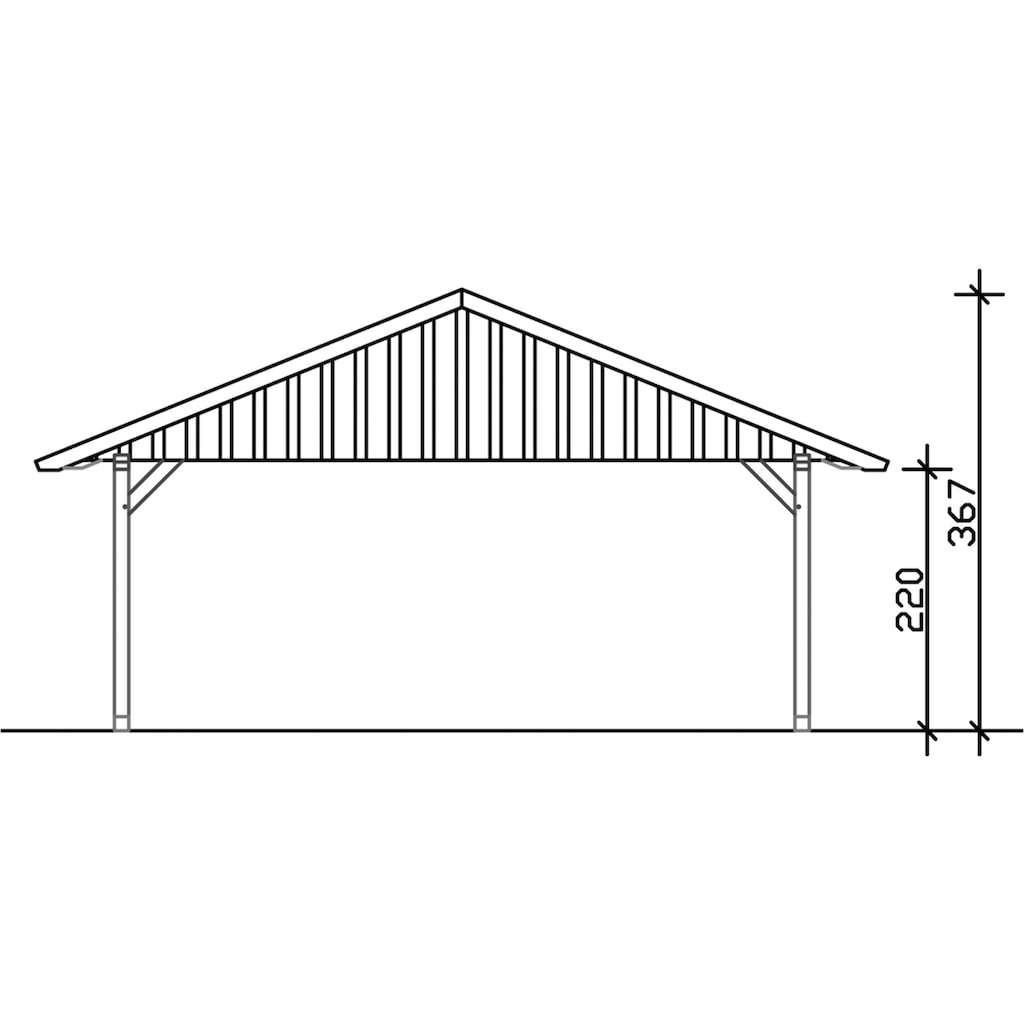 Skanholz Doppelcarport »Schwarzwald«, KVH, Fichte, 560 cm, Weiß, 684x600cm, mit Dachlattung