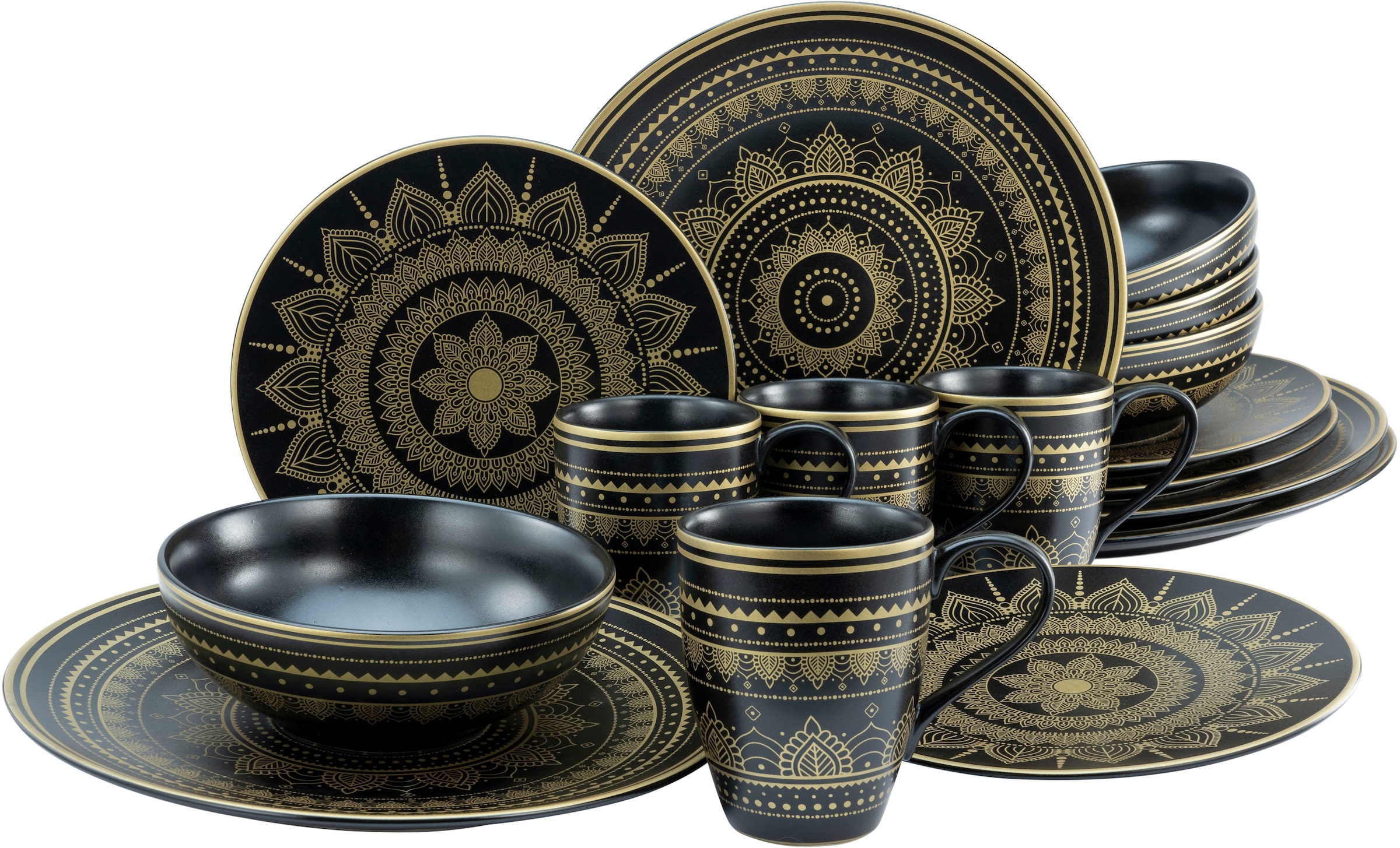 CreaTable Kombiservice »Mandala Gold«, (Set, 16 tlg., Kaffeeservice und Tafelservice im Set, für...