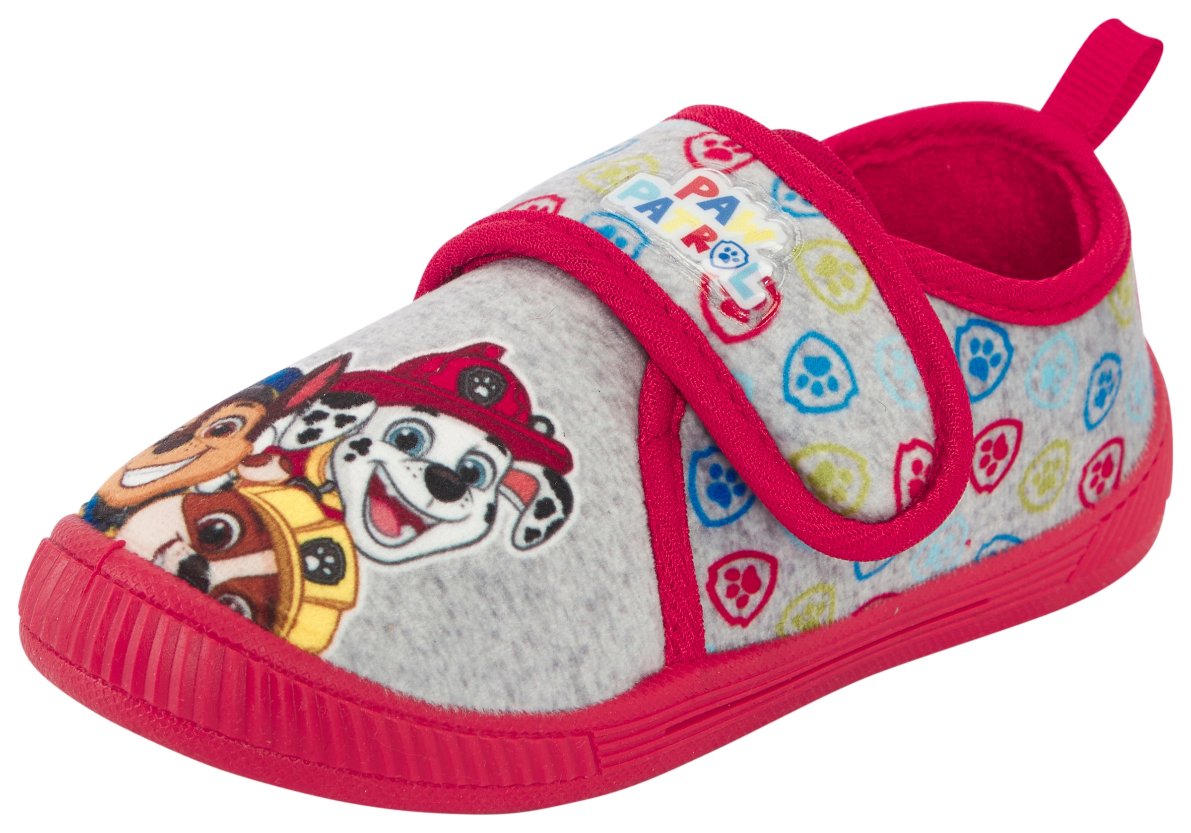 Hausschuh DISNEY "PAW PATROL", Kinder, Gr. 20, grigio melange, Textil, Schuhe Hausschuh