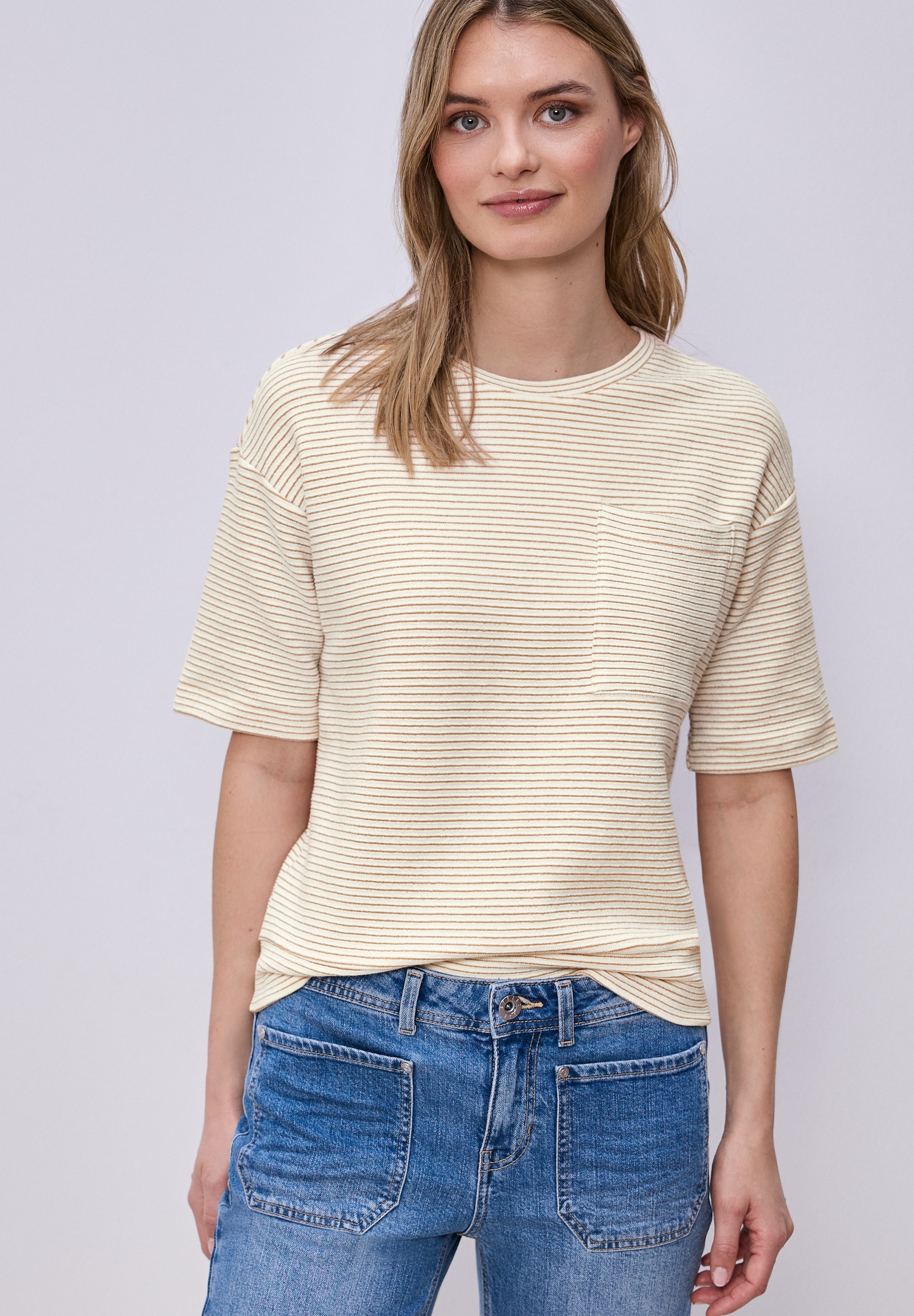 STREET ONE Kurzarmshirt mit Struktur Muster