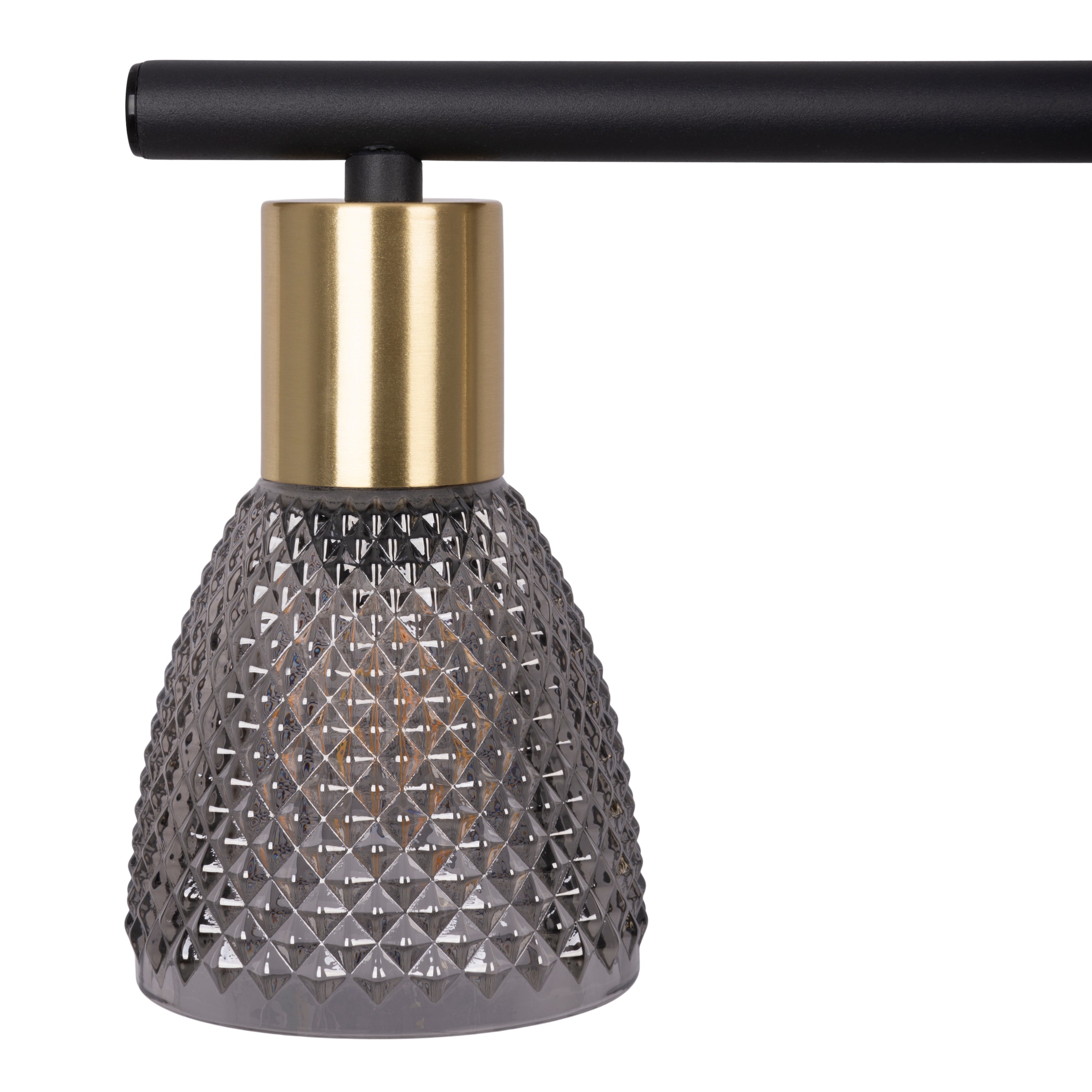 näve Pendelleuchte »Lindita« E14 1 Stk. 5er Spot Gegenzug, Relief-Glasschirm smokey, Gestell messing matt, E14