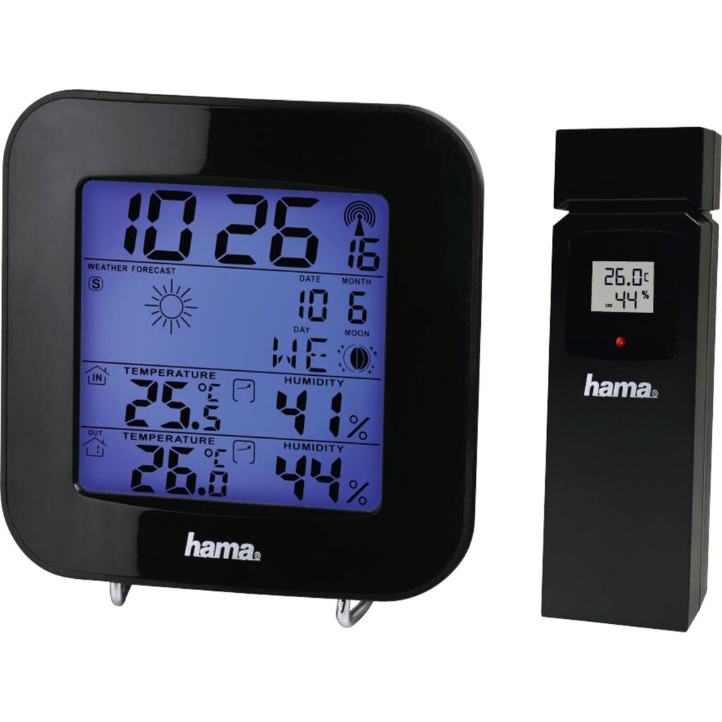 Hama Wetterstation »Wetterstation "EWS-200", Schwarz Mit Funk-Außensensor«