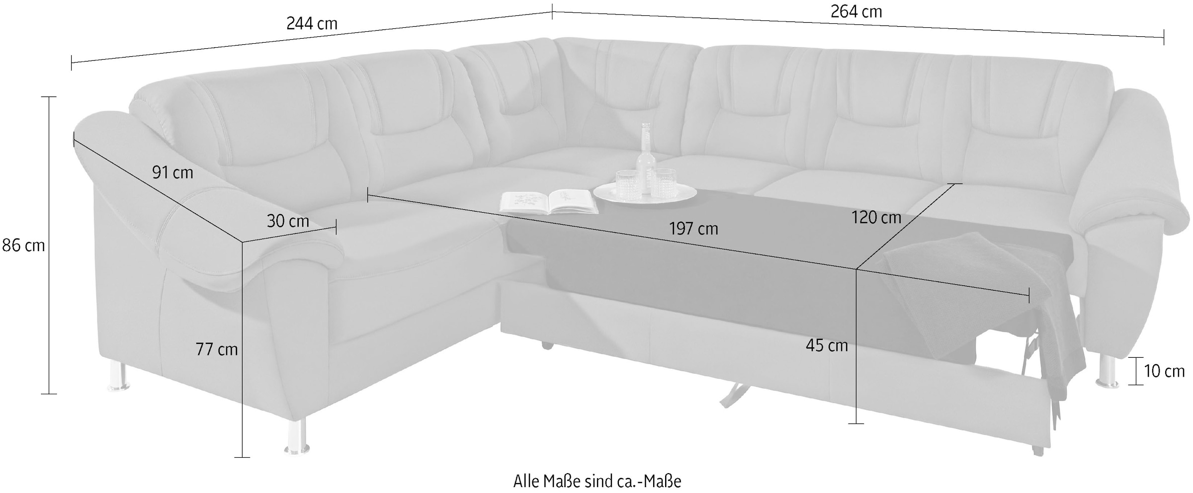 sit&more Ecksofa »Salsa L-Form«, mit Federkern, wahlweise mit Bettfunktion