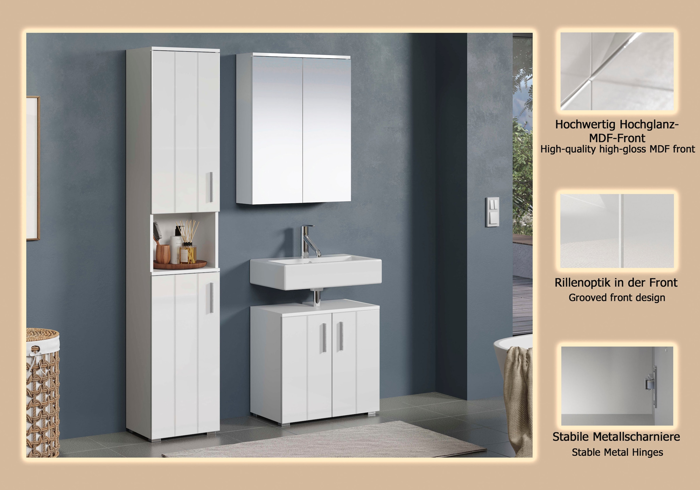 welltime Badezimmer-Set »Prag« Set, 3 Stk. tlg.