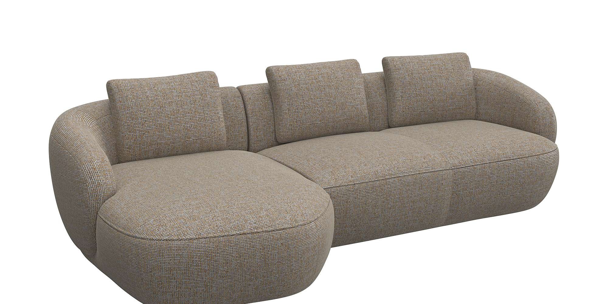 FLEXLUX Wohnlandschaft »Torino, rund, L-Form, Sofa-Ecke mit Recamiere, Longchair-Sofa«, Modernes, organisches Sofa-Design, Kaltschaum, Wellenunterfederung