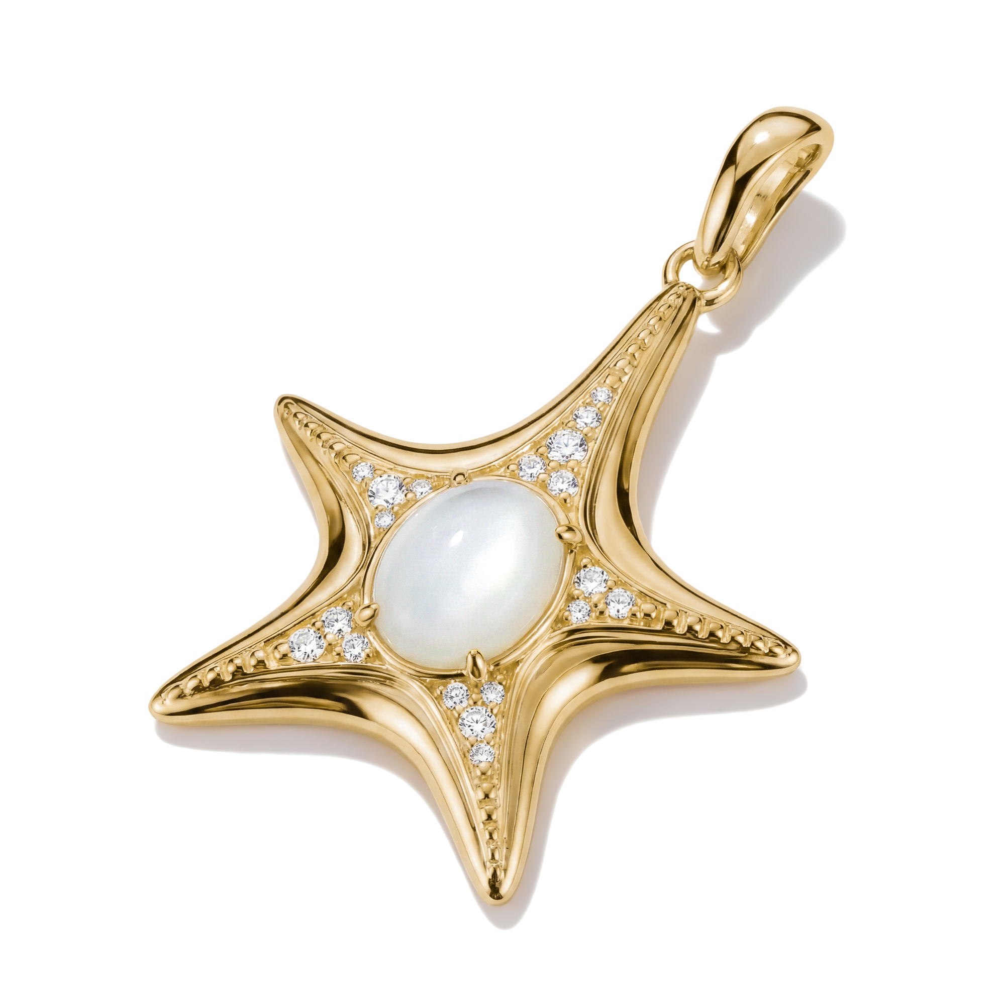 THOMAS SABO Kettenanhänger »Fluid Elegance großer Seestern-Optik-Anhänger gelbgoldfarben«  mit Zirkonia (synth.) - mit Perlmutt