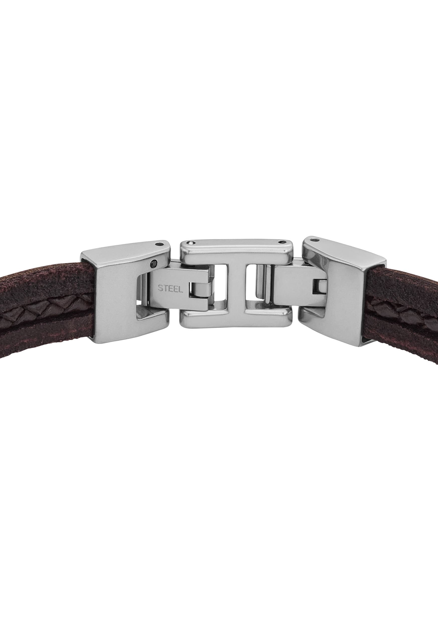 Armband FOSSIL "Schmuck Geschenk Edelstahl Leder Armschmuck JEWELRY", braun (edelstahlfarben, braun), Armbänder, Damen, 19,5cm, Edelstahl Leder, Edelstahl, Leder, Armband 8