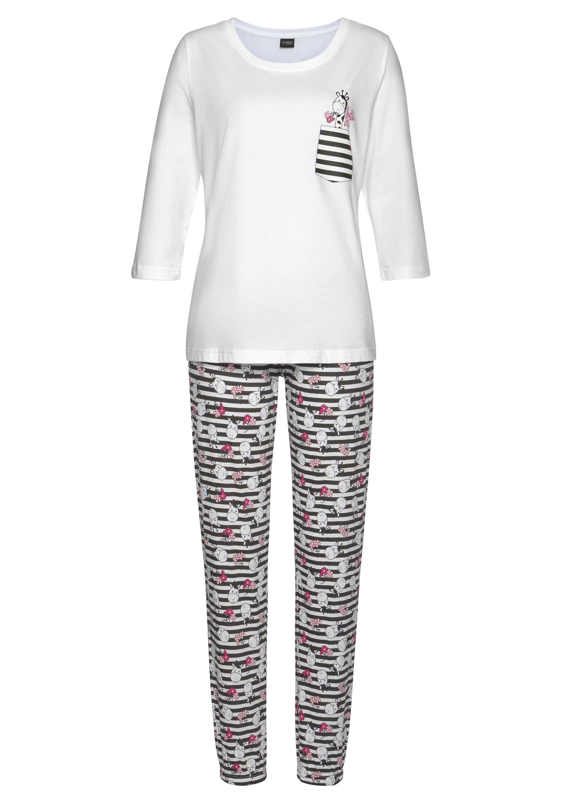 Vivance Dreams Pyjama (4 Tierprint verspieltem 2 mit tlg. Stück)