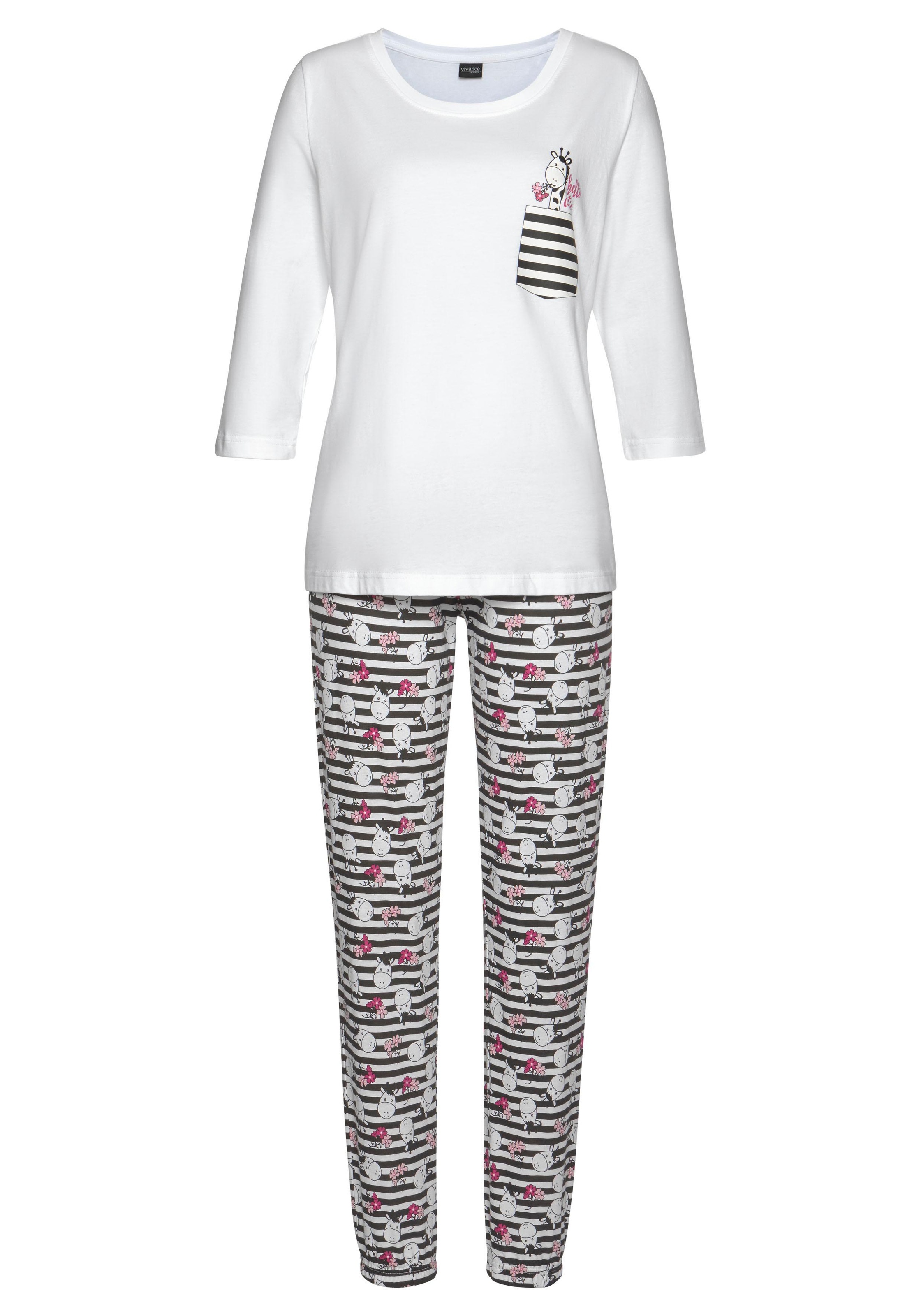 Vivance Dreams Pyjama 2er Pack, 4 tlg. mit verspieltem Tierprint günstig online kaufen