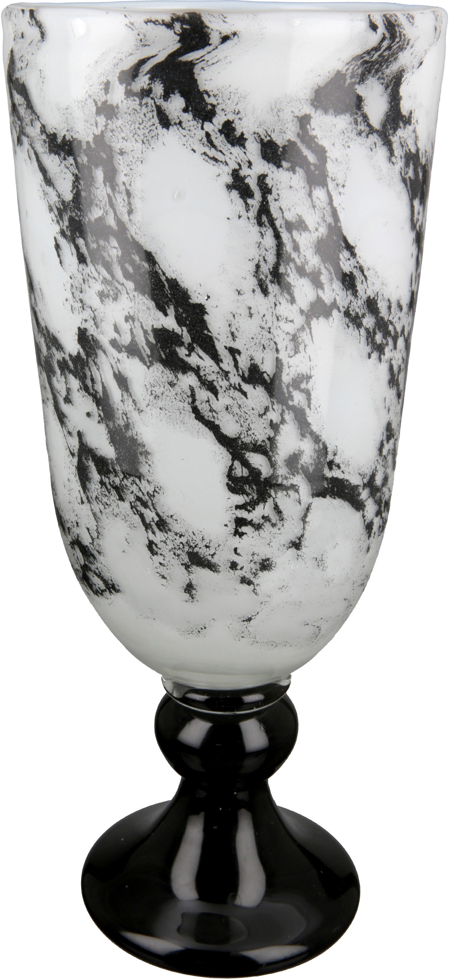 Casablanca by Gilde Tischvase "Pokal Vase Trophy, mit Marmorfinish" dekorative Vase aus Glas, Blumenvase