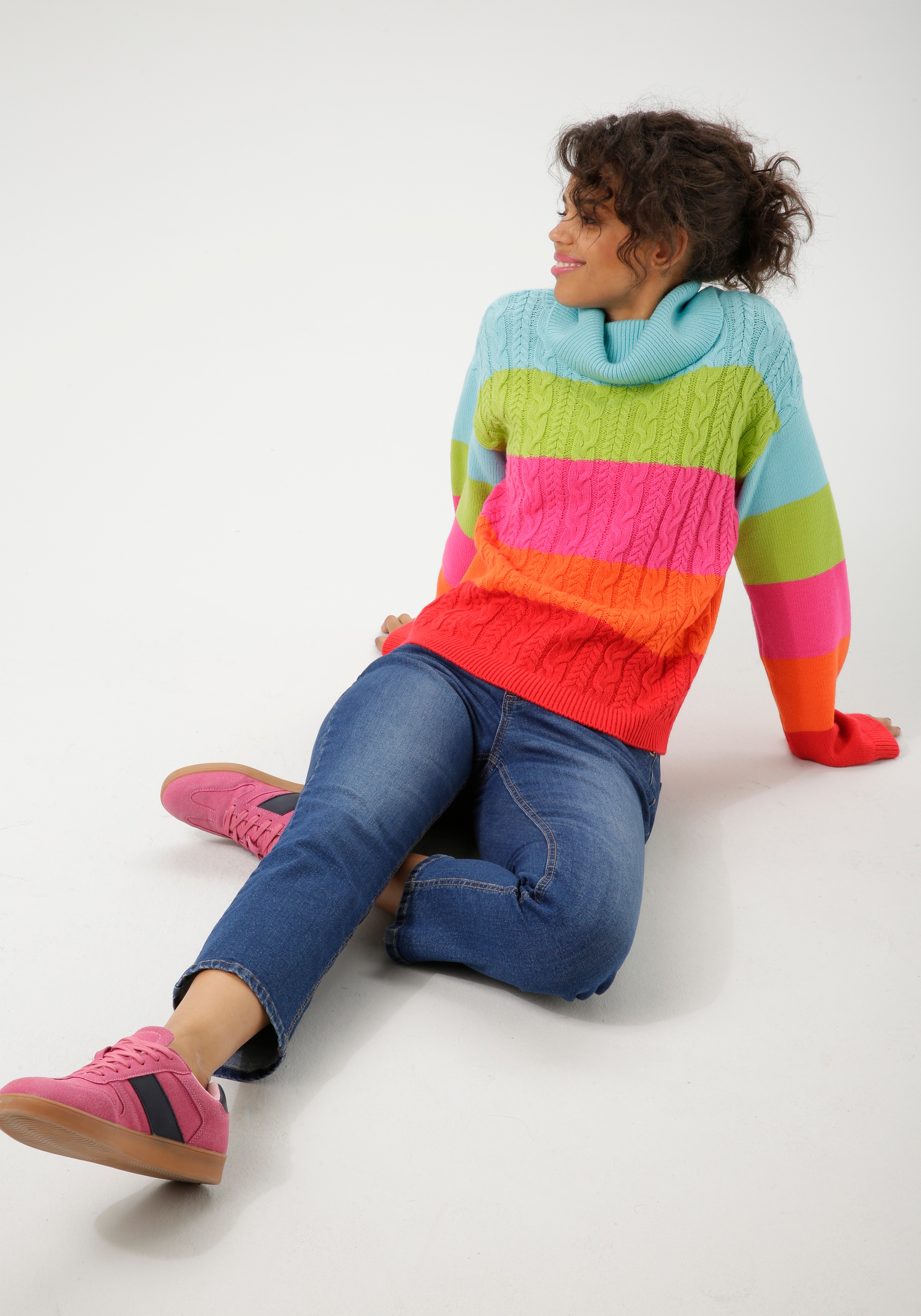 Aniston CASUAL Strickpullover, in farbenfroher oder gedeckteren Farbkombination - NEUE KOLLEKTION