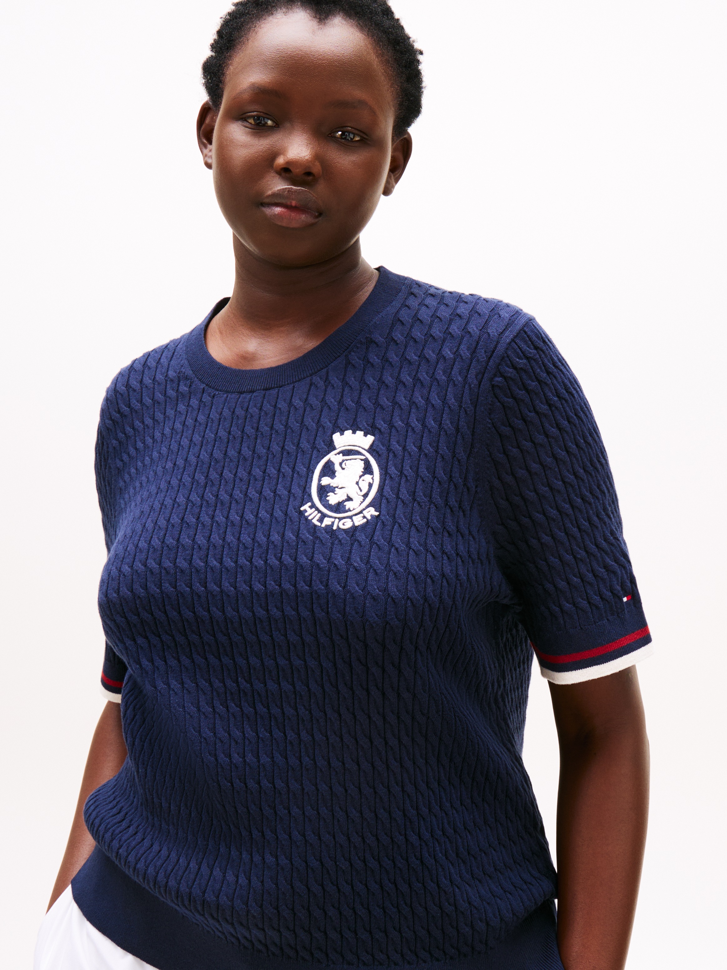 Tommy Hilfiger Curve Strickpullover "CRV CO CABLE FINE GG GPC SS SWT", in g günstig online kaufen