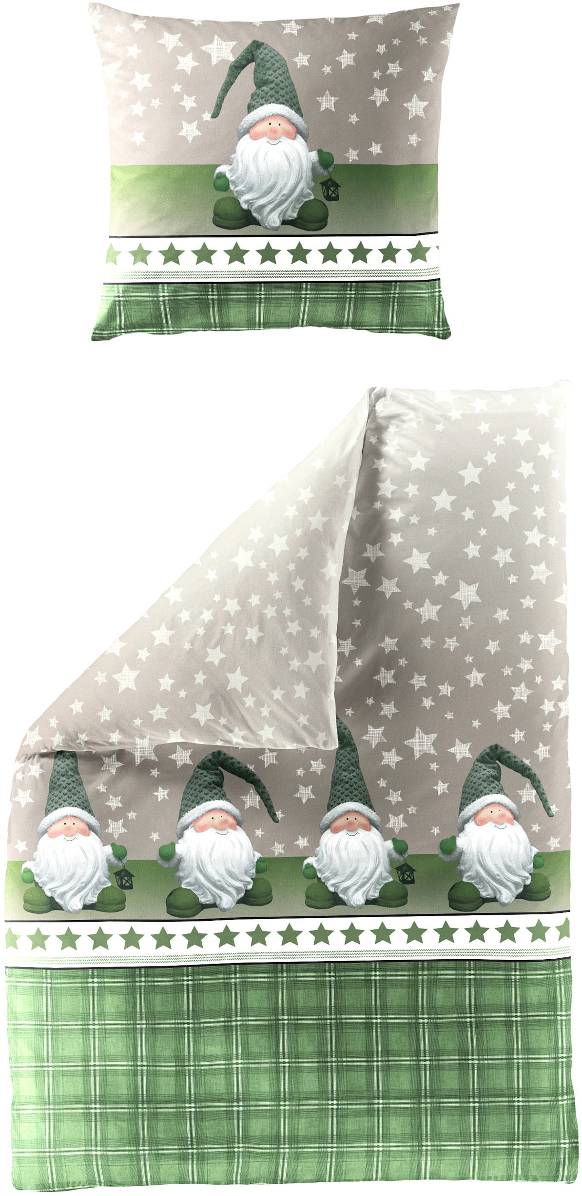 BIERBAUM Bettwäsche "Wichtel" 2 Stk. 100 % Baumwolle, Biber, unterschiedlic günstig online kaufen