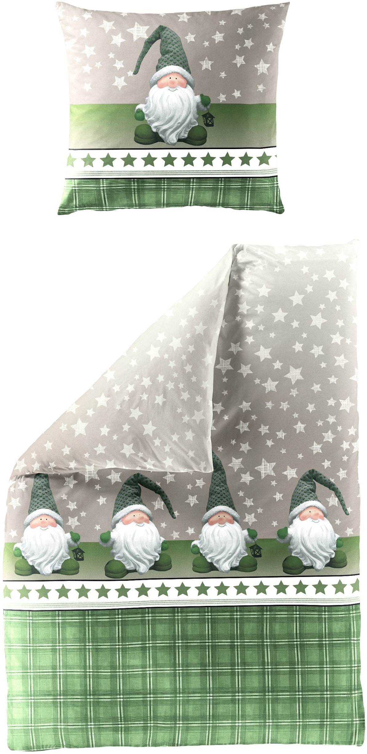 BIERBAUM Bettwäsche "Wichtel" 2 Stk. tlg. 100 % Baumwolle, Biber, unterschi günstig online kaufen