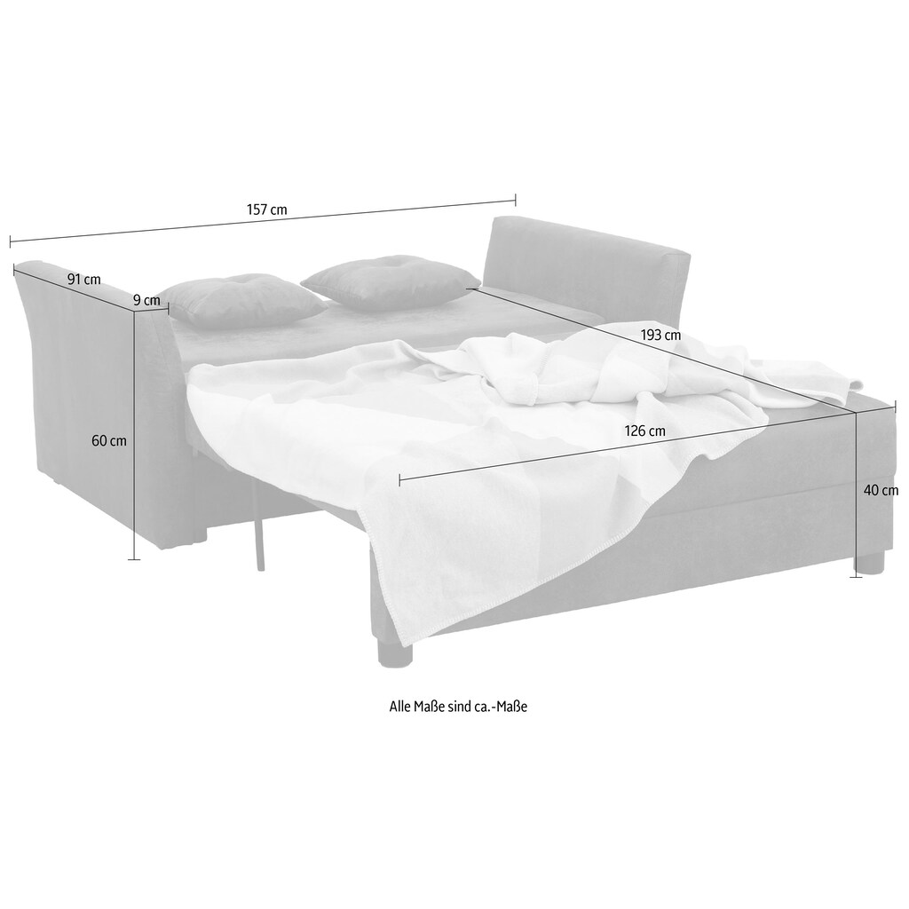 Wohnen Sofas & Couches Home affaire Schlafsofa »JENNY«, incl. Bettfunktion und Bettkasten, Zierkissen Wohnen Sofas & Couches Home affaire Schlafsofa »JENNY«, incl. Bettfunktion und Bettkasten, Zierkissen