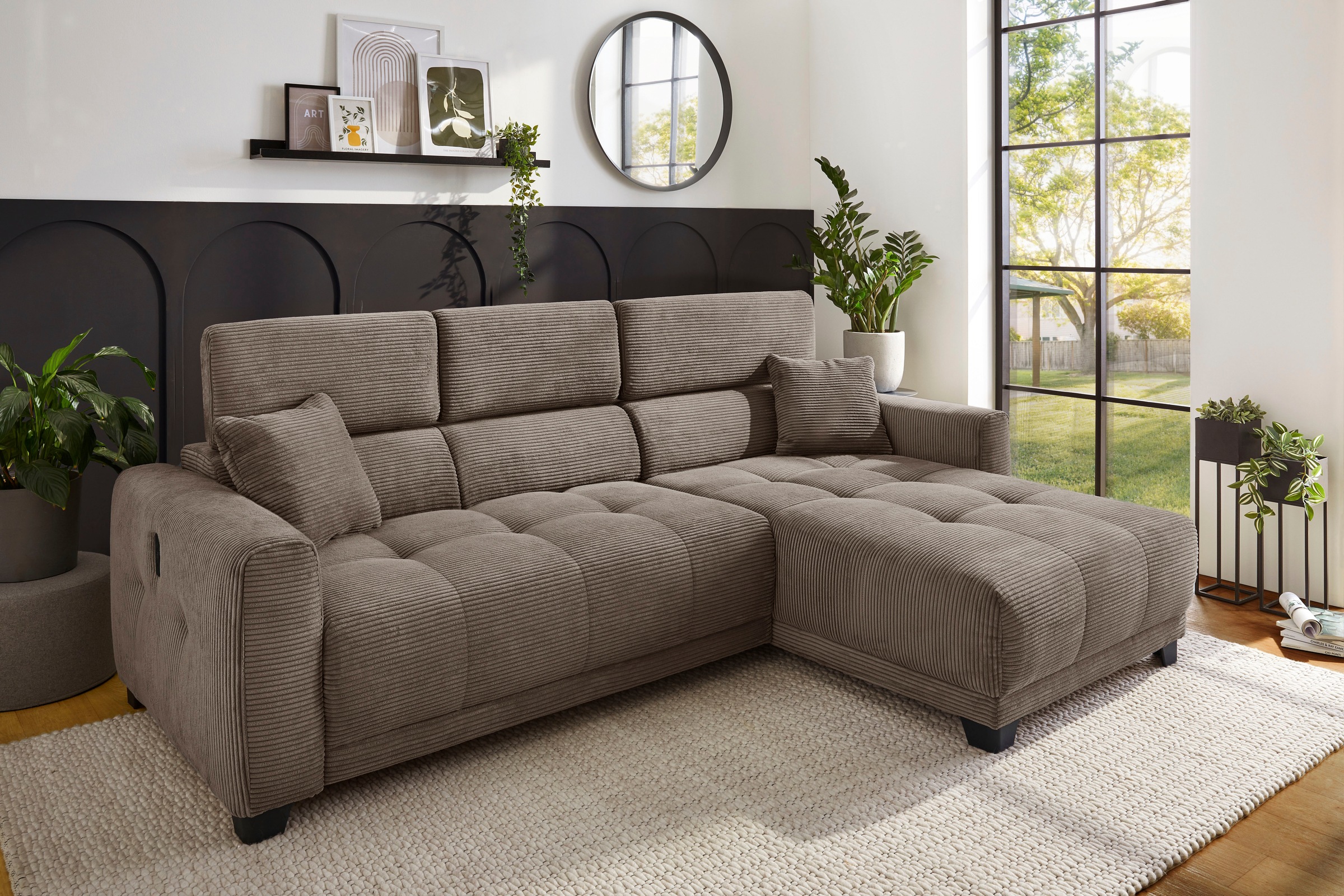 Jockenhöfer Gruppe Ecksofa "Cremona L-Form, B: 263 cm, mit 30 cm elektr. Si günstig online kaufen