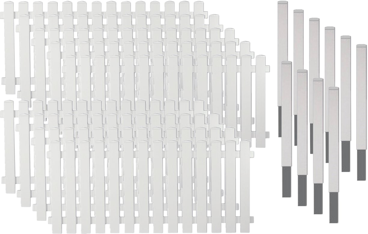 Tetzner & Jentzsch Gartenzaun "Lexington 7", Kunststoff, 80 cm hoch, 9 Elemente für 17,10 m, mit 10 Alu-Pfosten