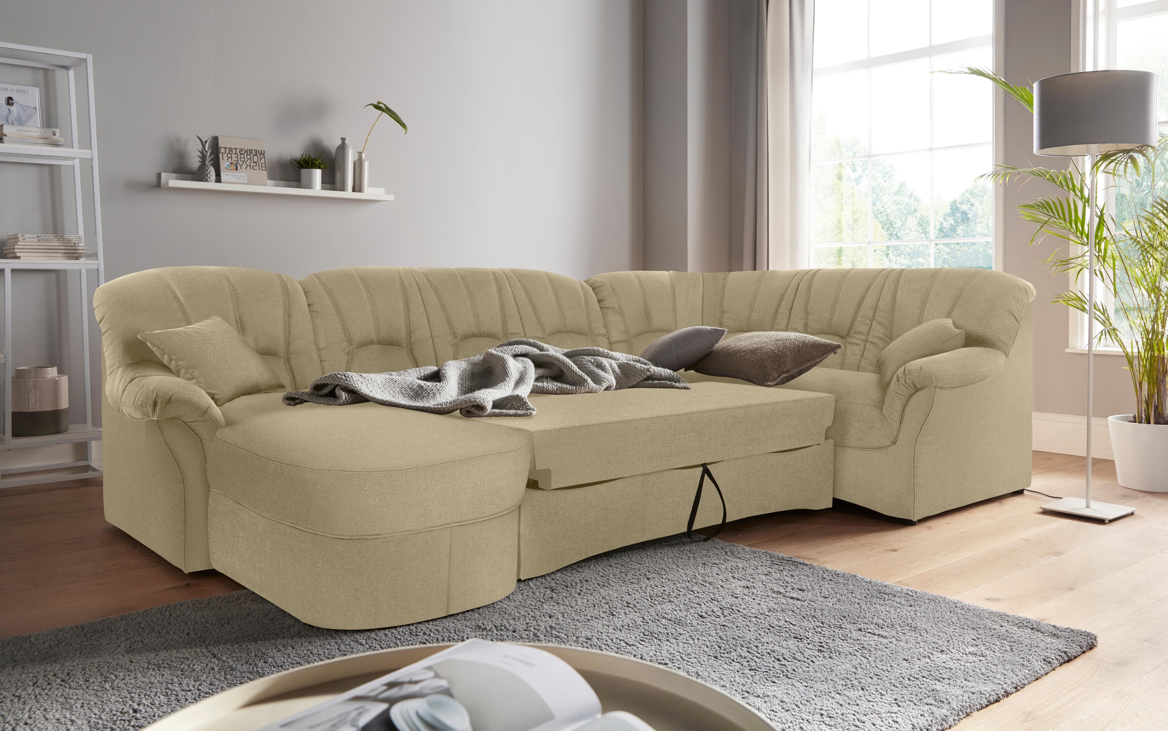 DOMO collection Wohnlandschaft »Bahia Sitzbelastung 140 kg, U-Form«, wahlweise mit Bettfunktion