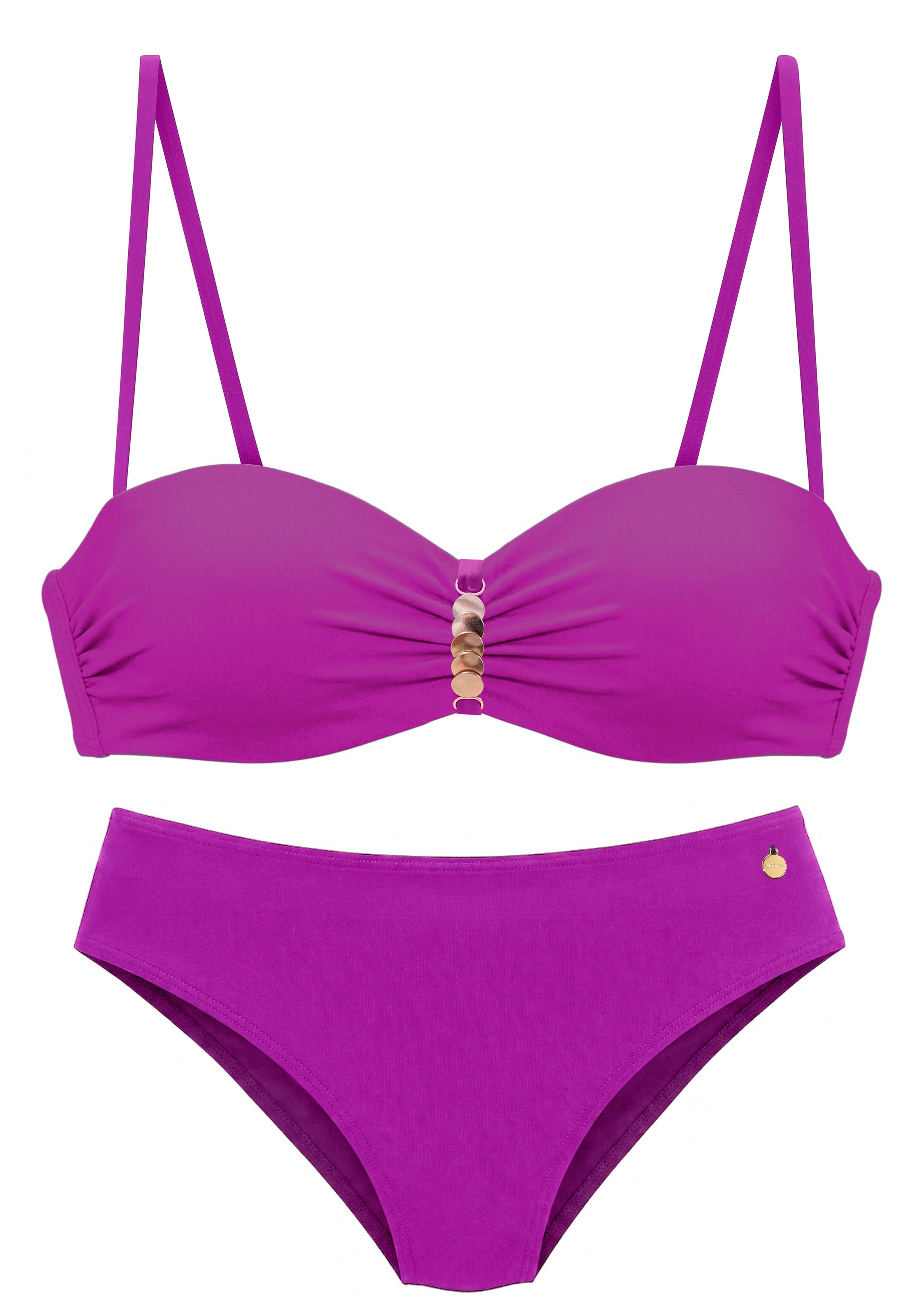 LASCANA Bügel-Bandeau-Bikini mit goldfarbenem Accessoire
