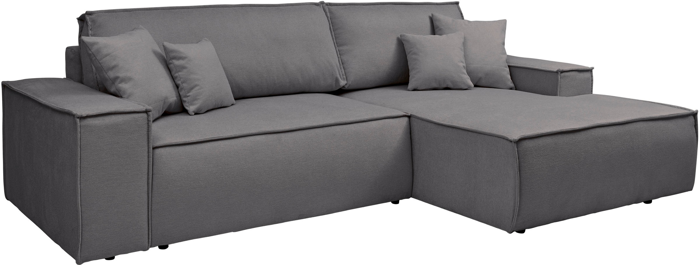 andas Ecksofa »Finnley Schlafsofa 267 cm in Bouclé, Struktur fein u. Cord, L-Form,«, Schlaffunktion m. Bettkasten (136/210 cm), Bouclé, Struktur und Cord