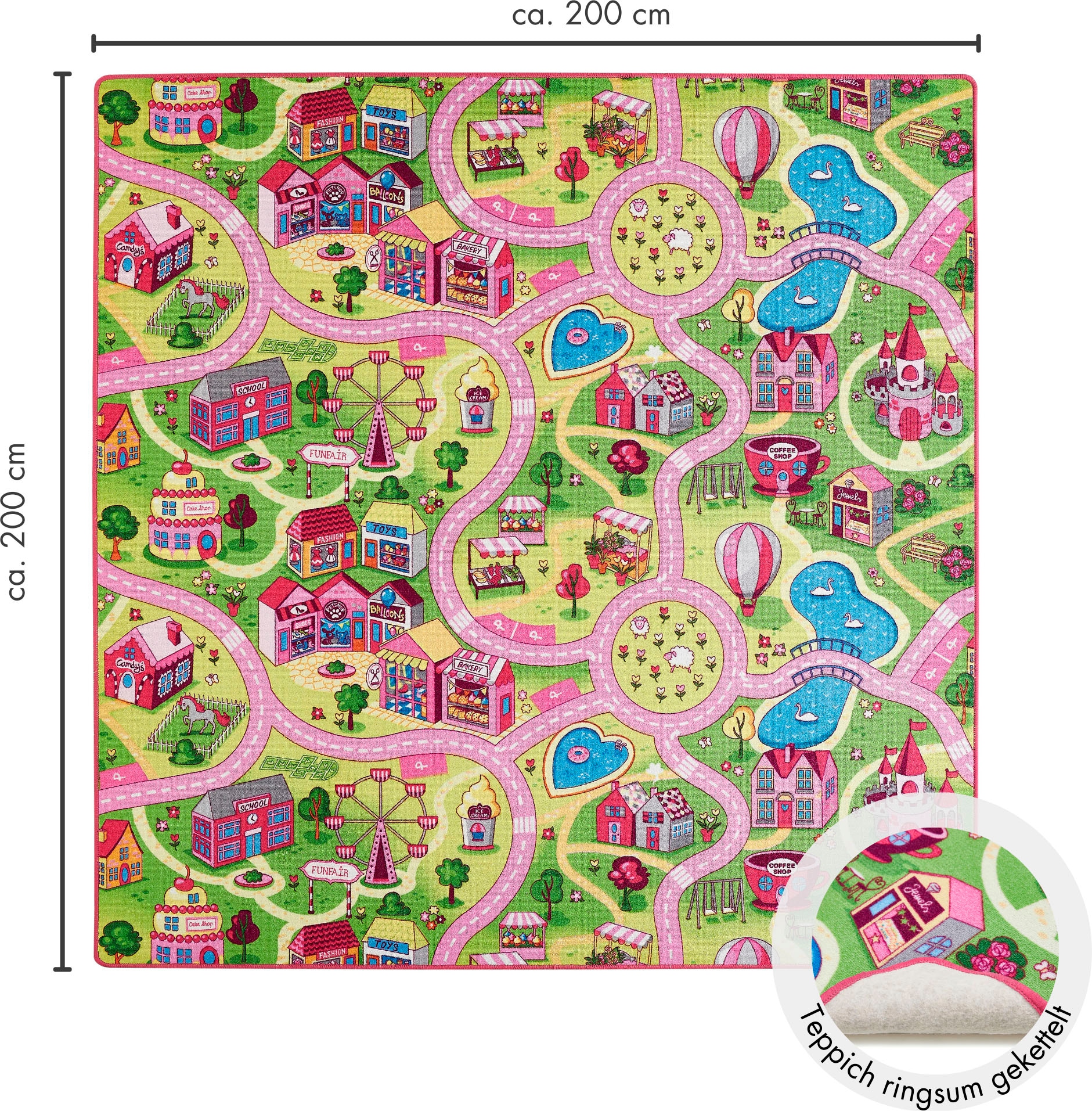 Andiamo Kinderteppich »Straße, LAGERRÄUMUNG!«, rechteckig, 5 mm Höhe, Straßen-Spiel-Teppich, Sonderposten, für Mädchen & Jungen