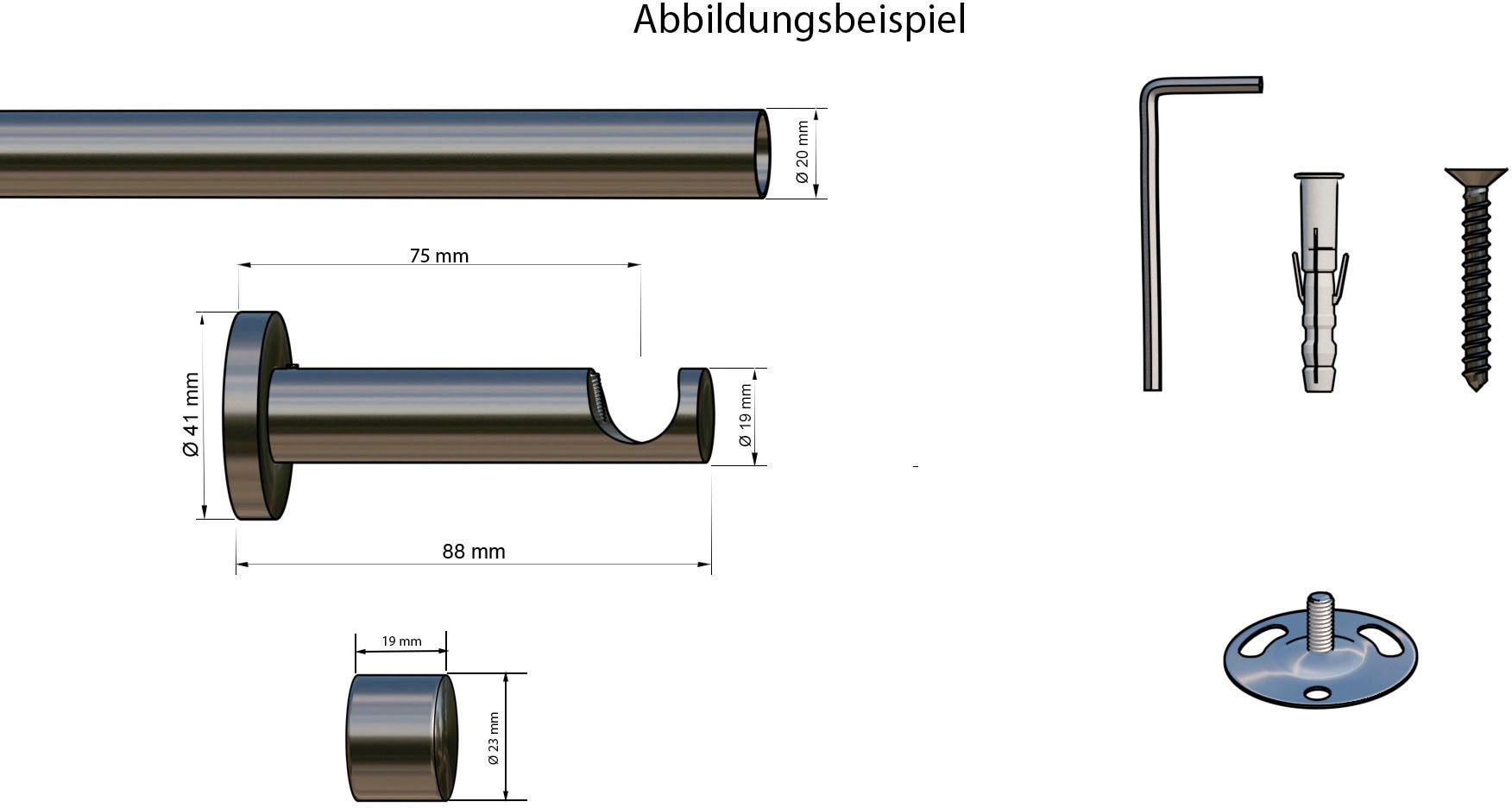 Wunschmaßlänge, Montagematerial Komplett-Set 2 läufig-läufig, Gardinenstange inkl. BAUR »Linz«, | indeko
