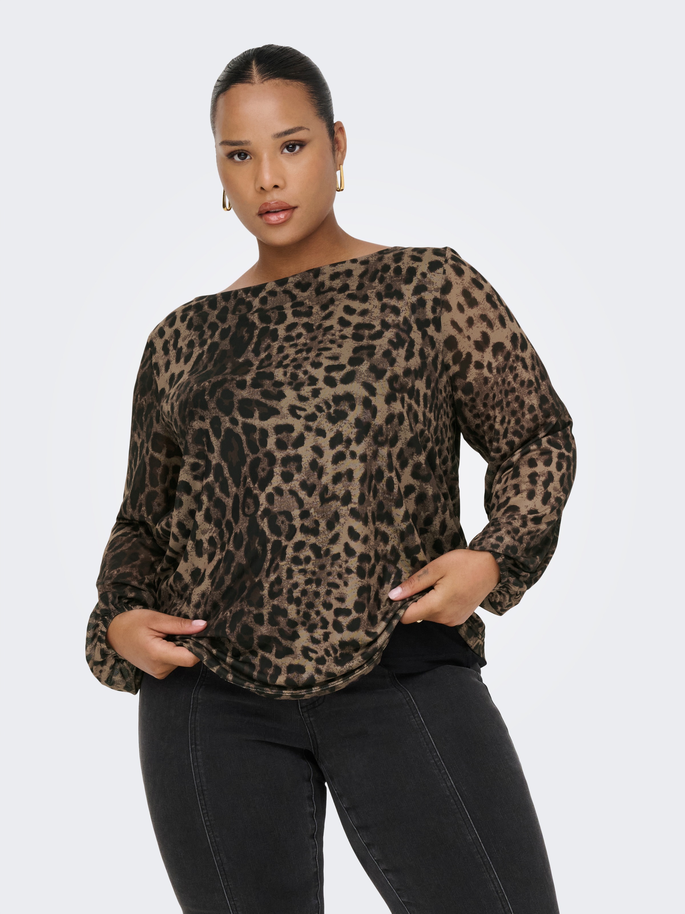 ONLY CARMAKOMA Langarmshirt "CARFOREST LIFE L/S BOATNECK TOP JRS" günstig online kaufen