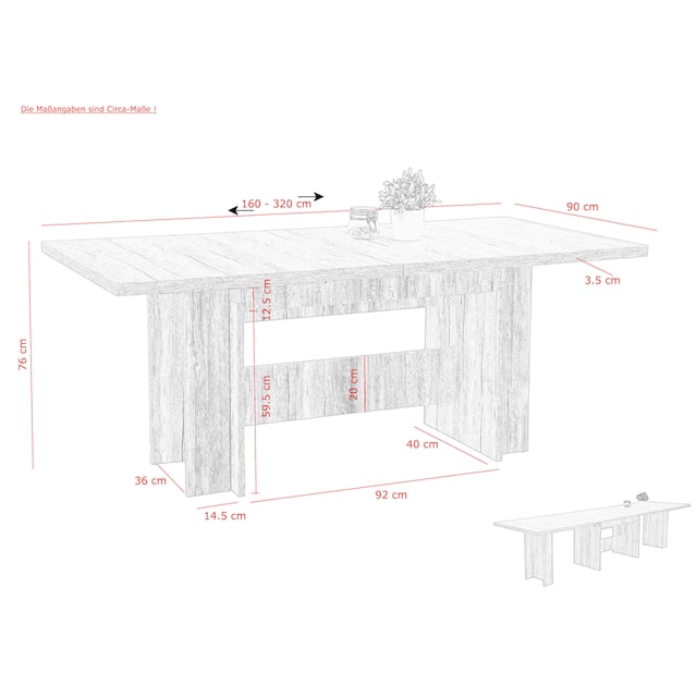 HELA Essgruppe, (Set, 11 tlg.), Ausziebar 160 - 300 cm kaufen | BAUR