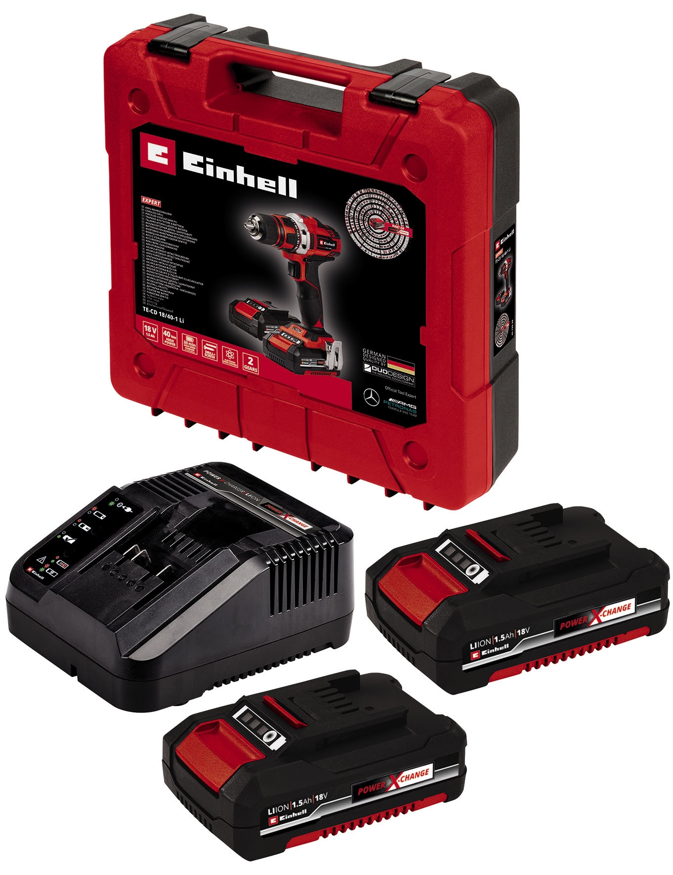 Einhell Akku-Bohrschrauber »TE-CD 18/40-1 Li«, (Set, 4 tlg.), mit 2x 1,5 Ah PXC-Akkus und Aufbewahrungskoffer