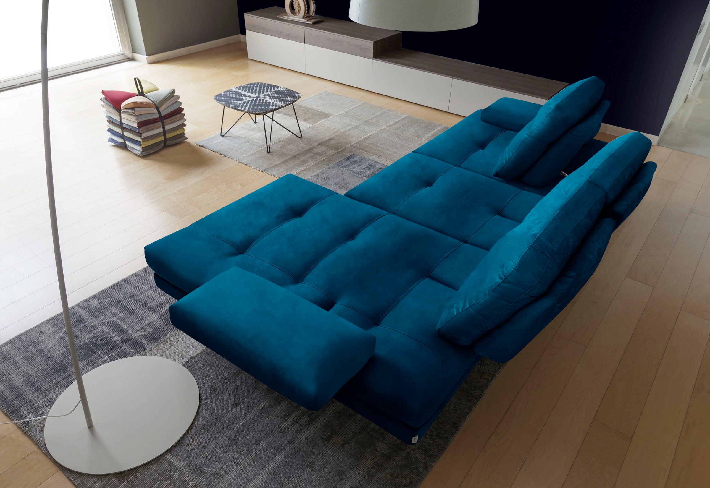CALIA ITALIA Ecksofa »Toby Wing, L-Form, Designsofa mit sensationellem Sitzkomfort«, inklusive Sitztiefenverstellung, Füße in chrom glänzend